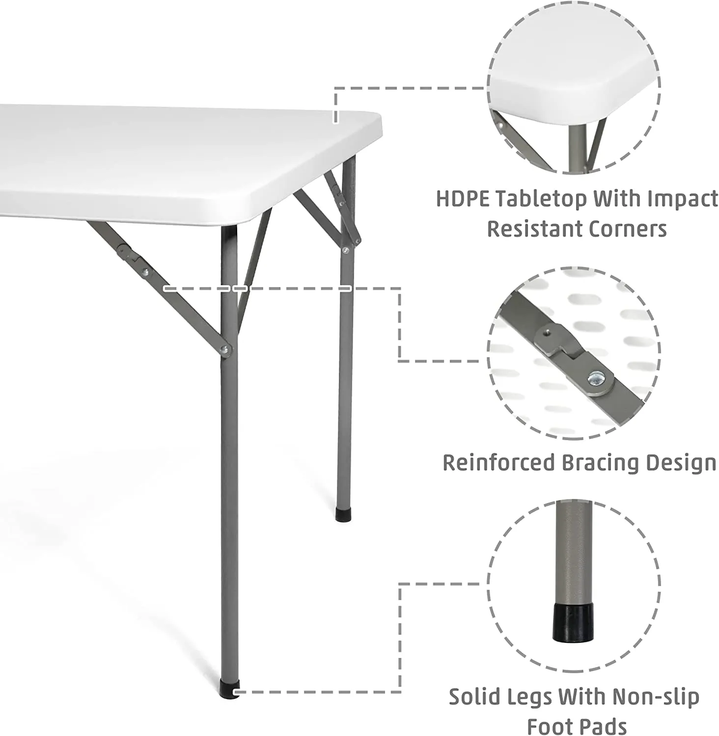 2.8 ft. Square Folding Card Table 34" Portable Patio Plastic Tables with Collapsible Legs