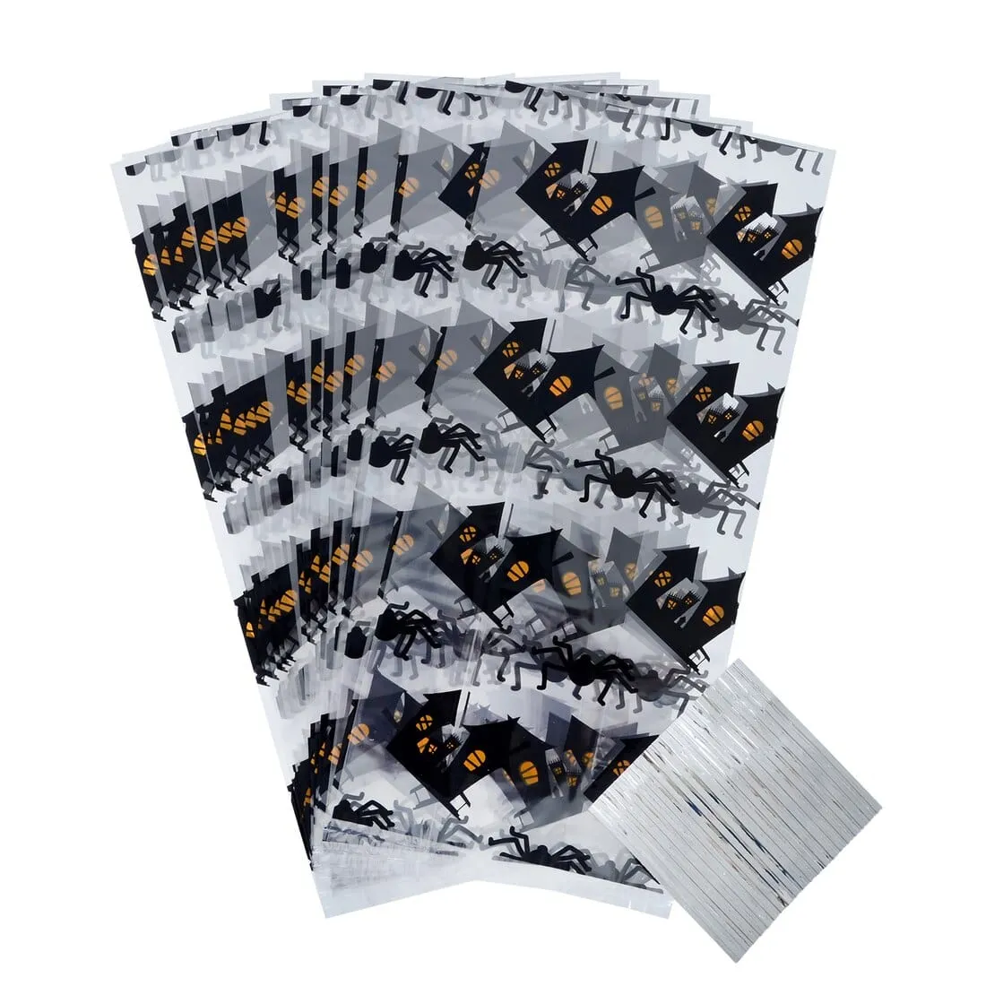 5 x 20pk Halloween Trick Or Treat Cellophane Bags With Ties