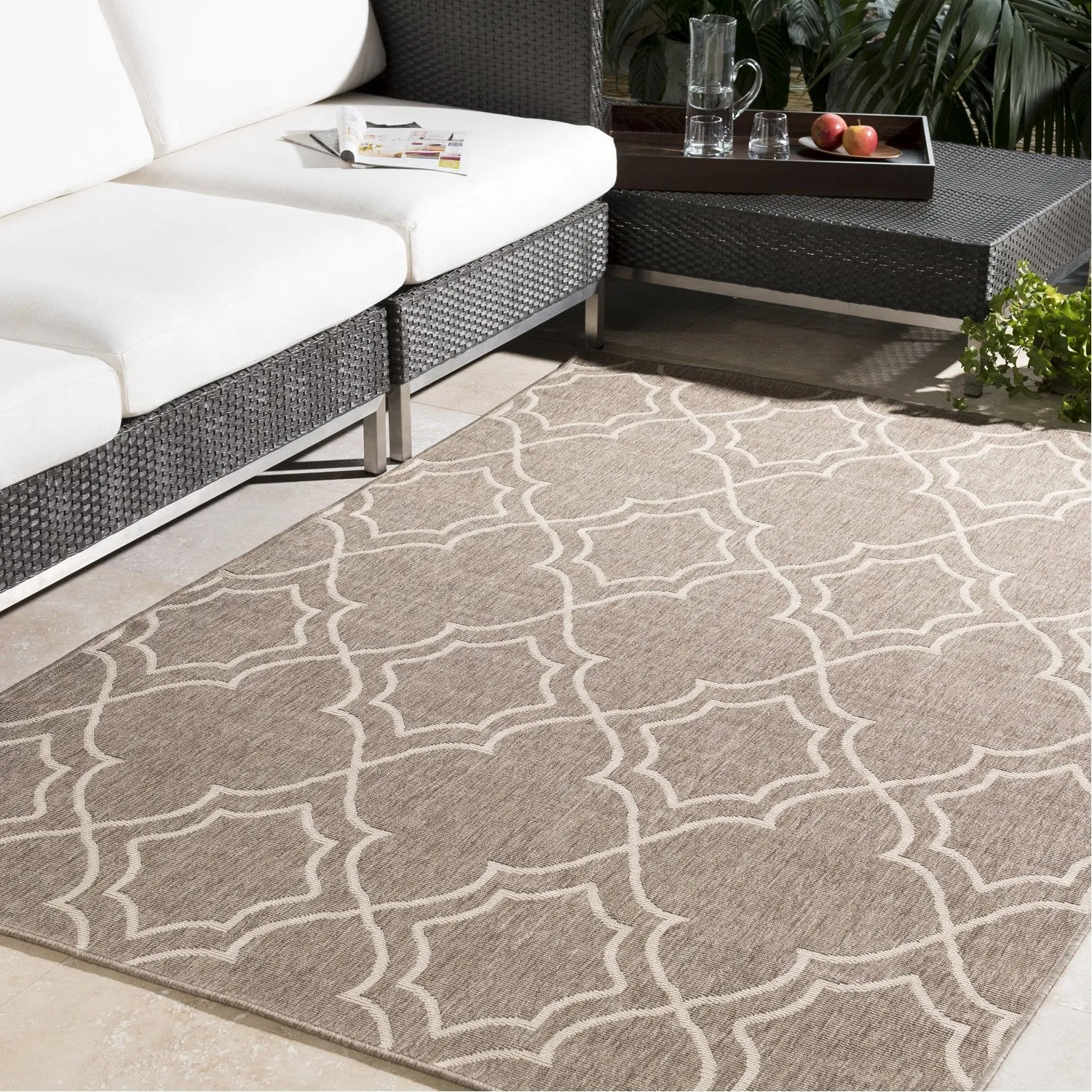 Alfresco Outdoor Rug in Camel & Cream