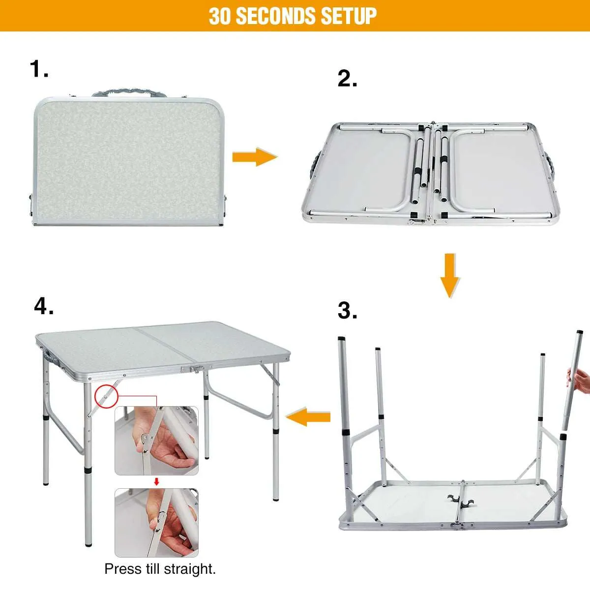 Aluminum Folding Table with Mesh Storage Organizer