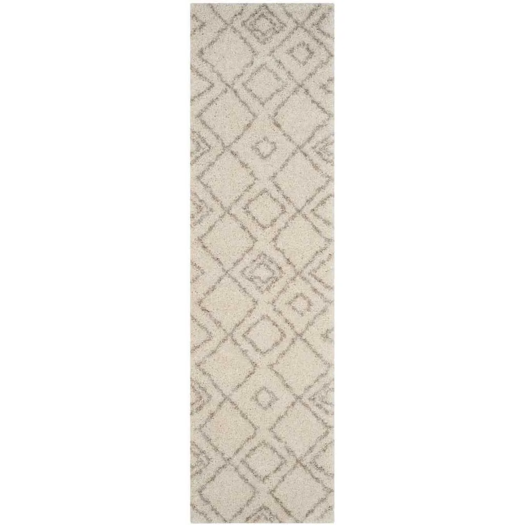 Arizona Shag Diamond Ivory/Beige Runner Rug