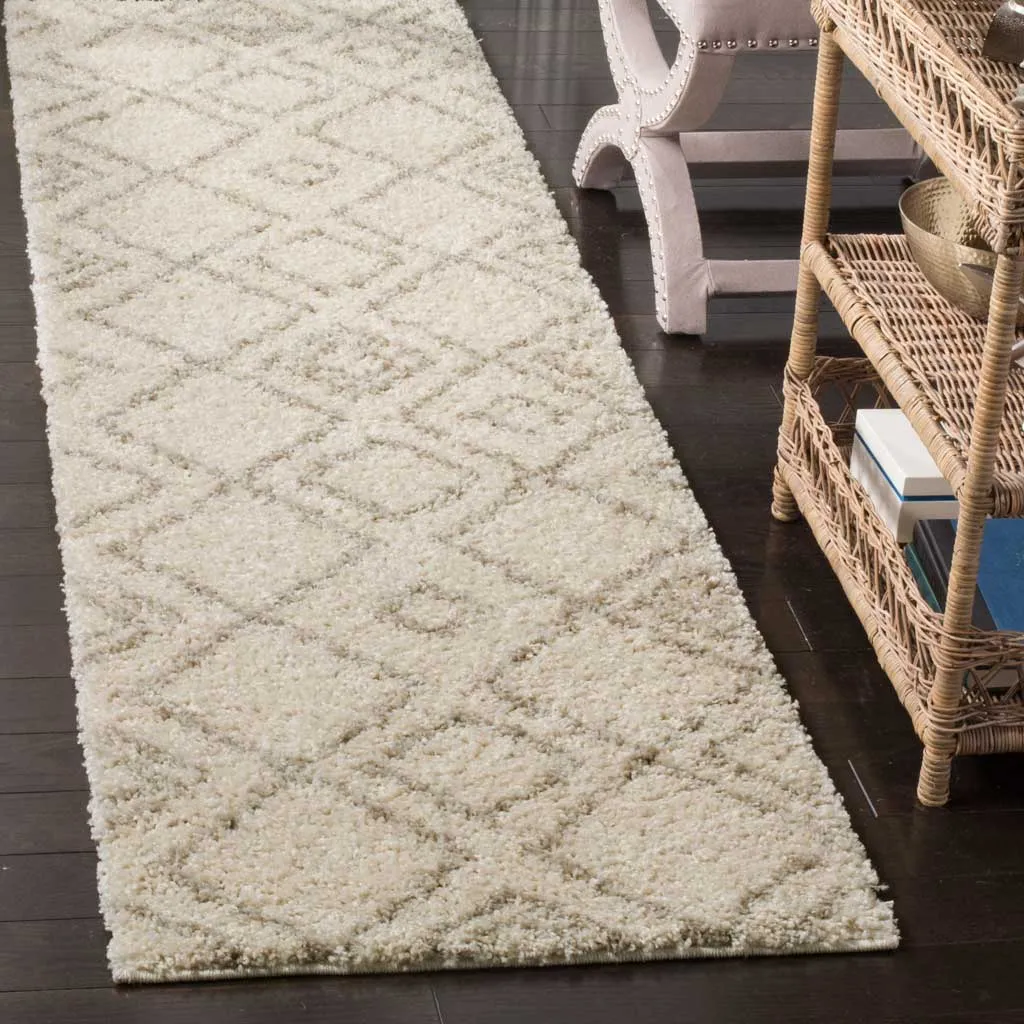 Arizona Shag Diamond Ivory/Beige Runner Rug