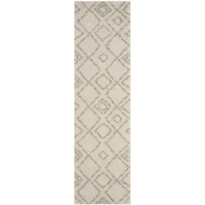 Arizona Shag Diamond Ivory/Beige Runner Rug