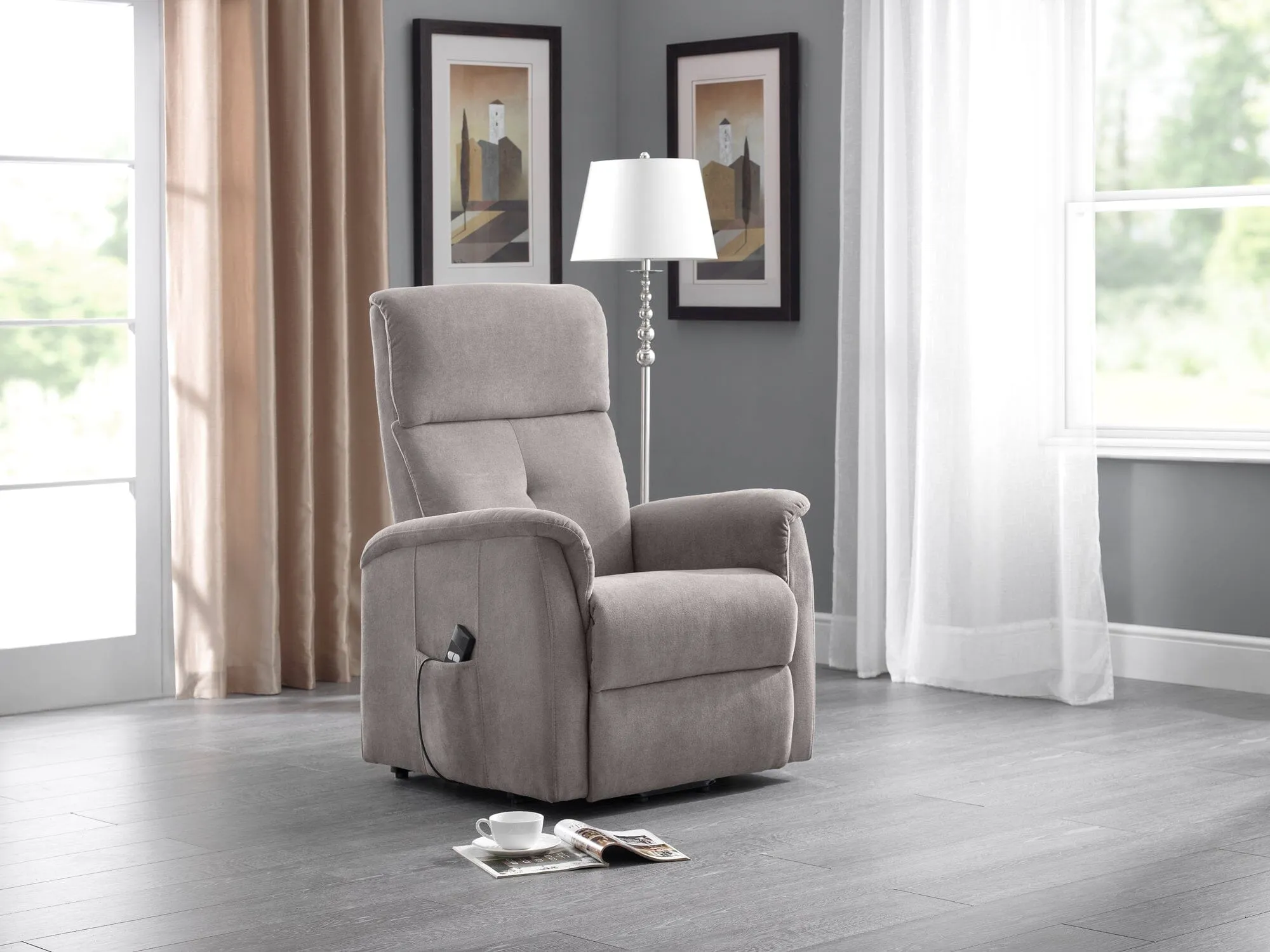 Ava Rise And Recline Chair Taupe Fabric