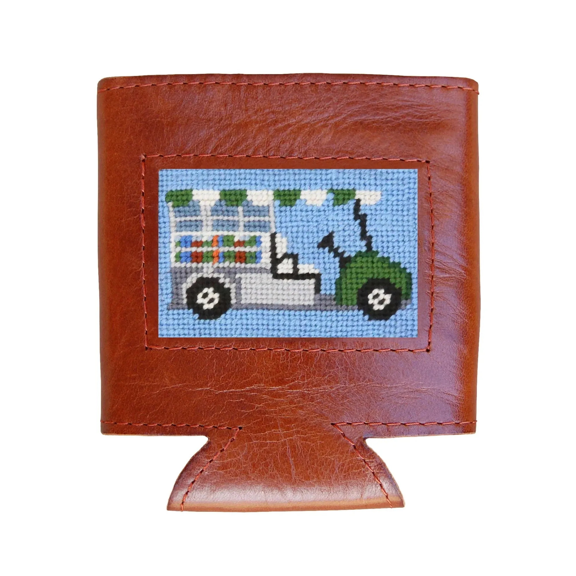 Beverage Cart Needlepoint Can Cooler