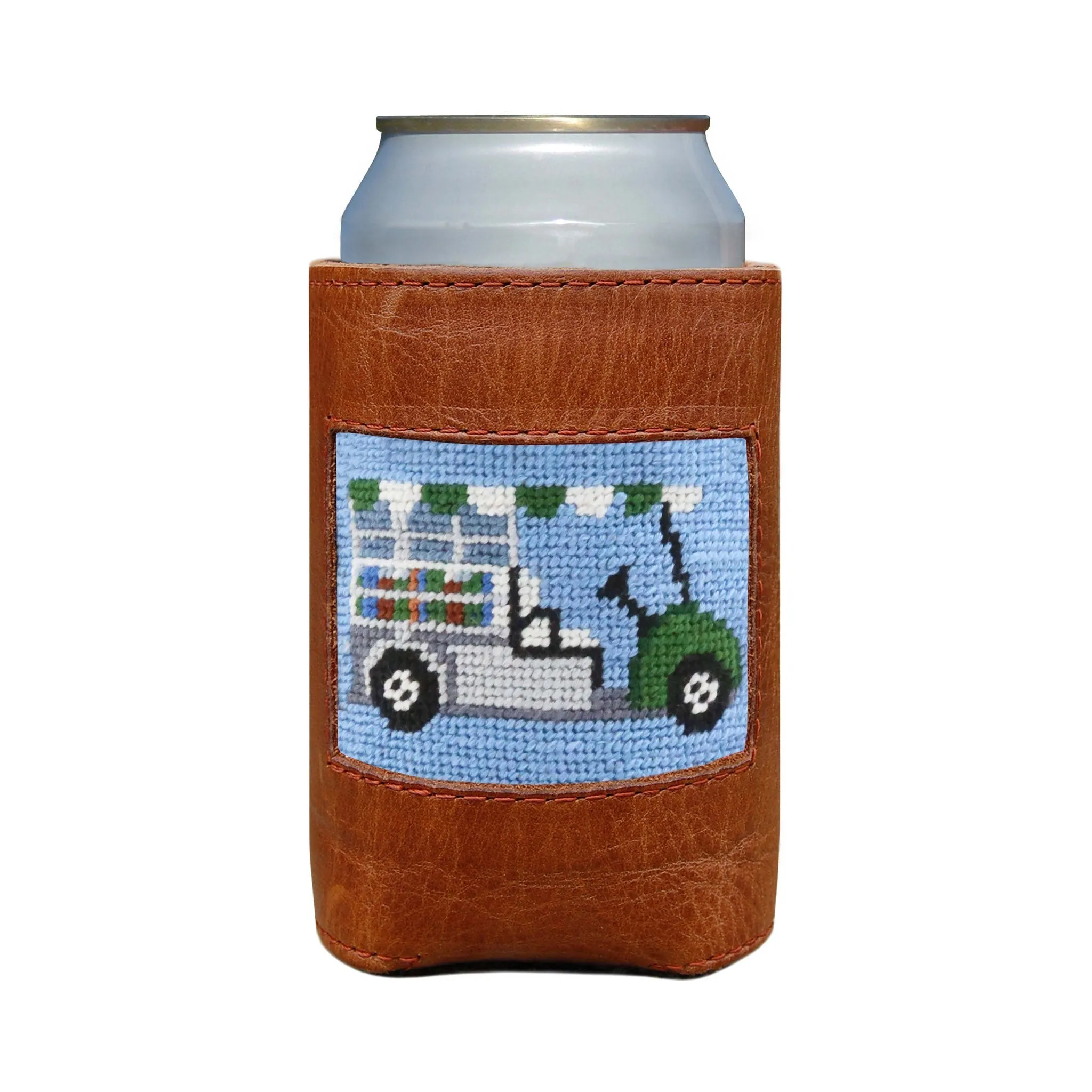 Beverage Cart Needlepoint Can Cooler