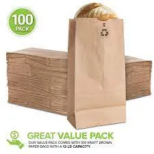 Brown Paper Lunch Bags, Paper Grocery Bags, Durable Kraft Paper Bags 10lb 100 Pack-  These multipurpose bags can hold canned foods, sandwiches and just about anything - 43100001004