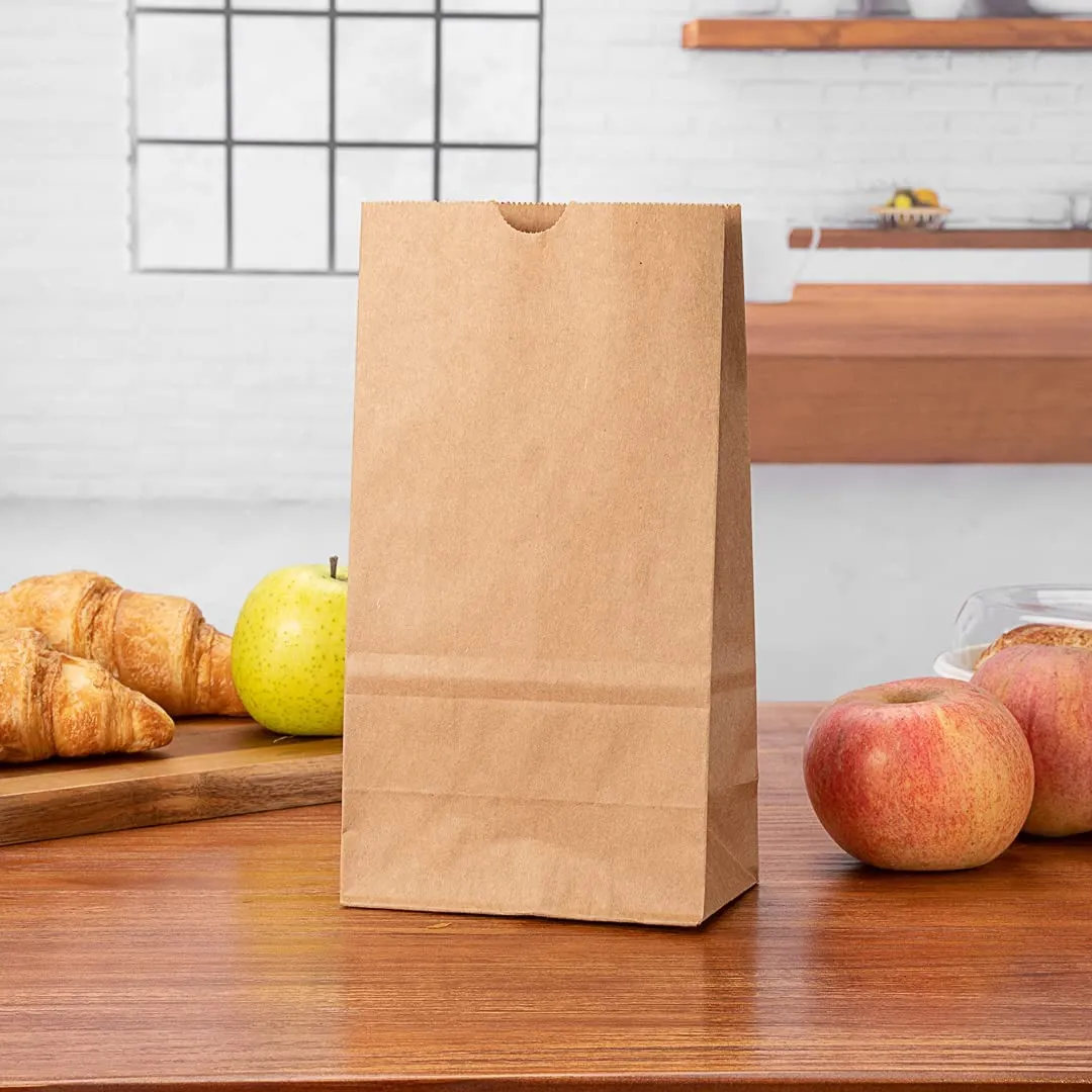 Brown Paper Lunch Bags, Paper Grocery Bags, Durable Kraft Paper Bags 10lb 100 Pack-  These multipurpose bags can hold canned foods, sandwiches and just about anything - 43100001004