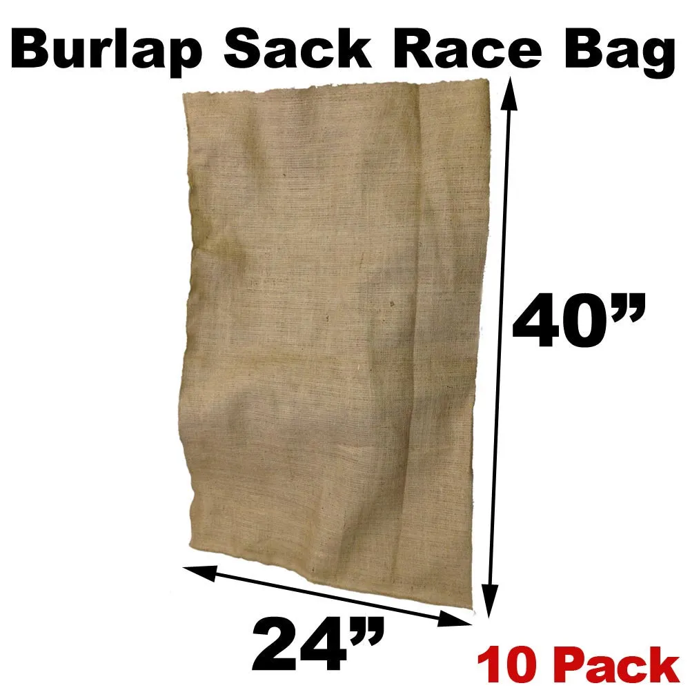 Burlap Bags for Sack Races - 24" x 40" Adult Size (10 Pack)