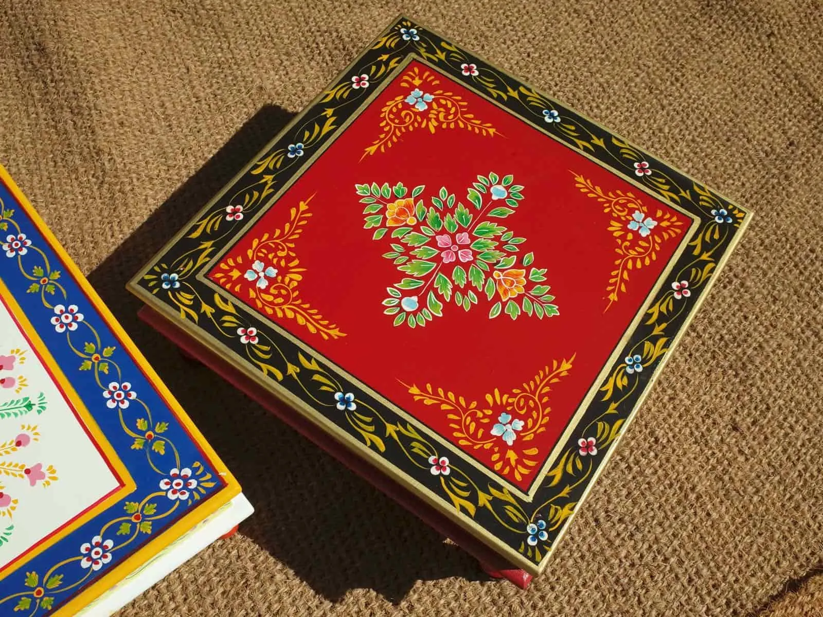 Camping with Soul Square Indian Table - Red & Gold