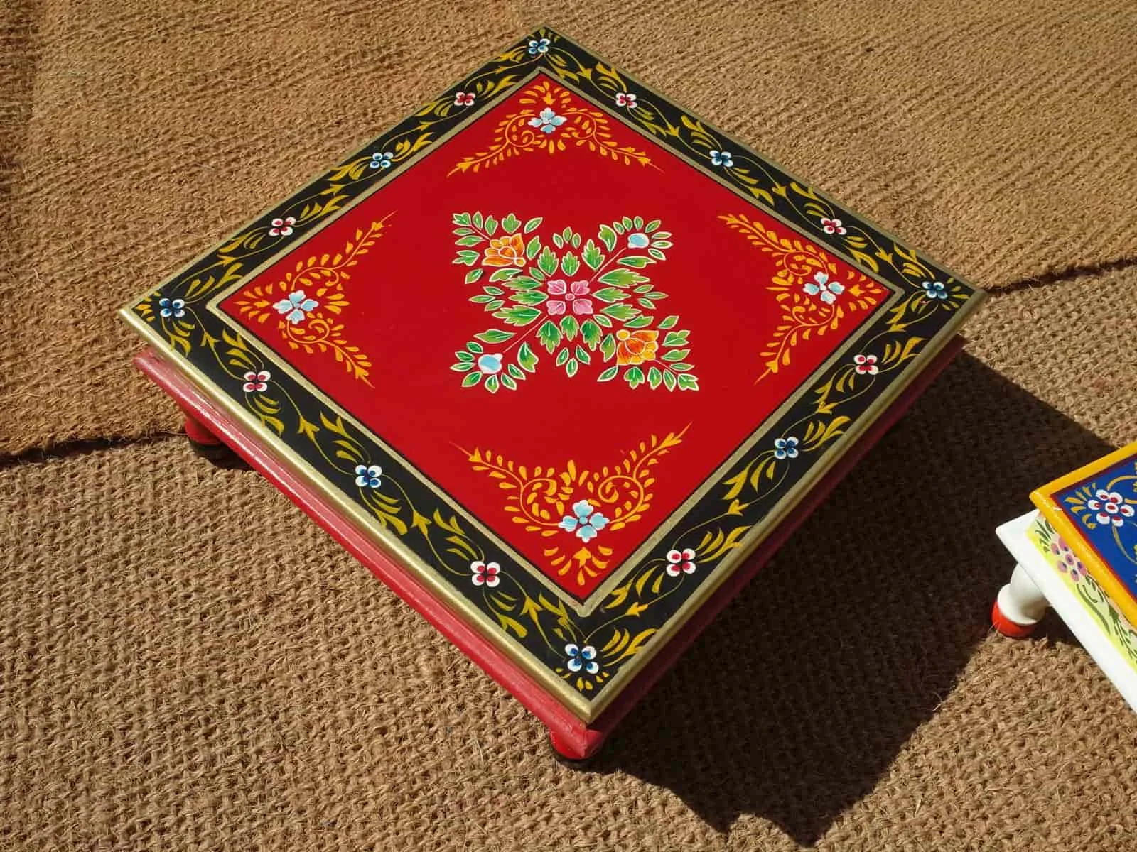 Camping with Soul Square Indian Table - Red & Gold