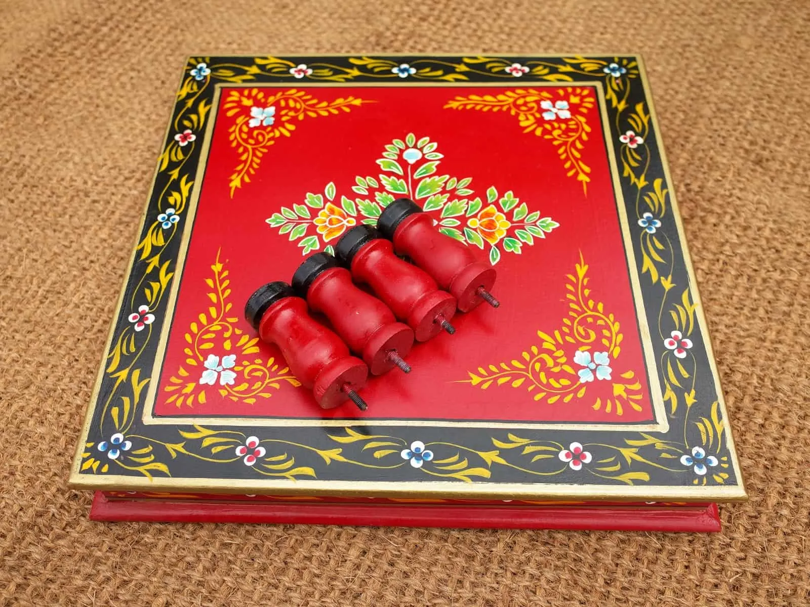 Camping with Soul Square Indian Table - Red & Gold