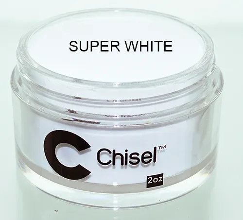 Chisel 2in1 Acrylic/Dipping Powder, Pink & White Collection, SUPER WHITE, 2oz BB KK1220