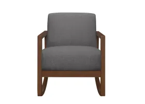 Clovi 32 Inch Rocker Accent Chair, Gray Fabric, Foam Cushions, Brown Wood By Casagear Home