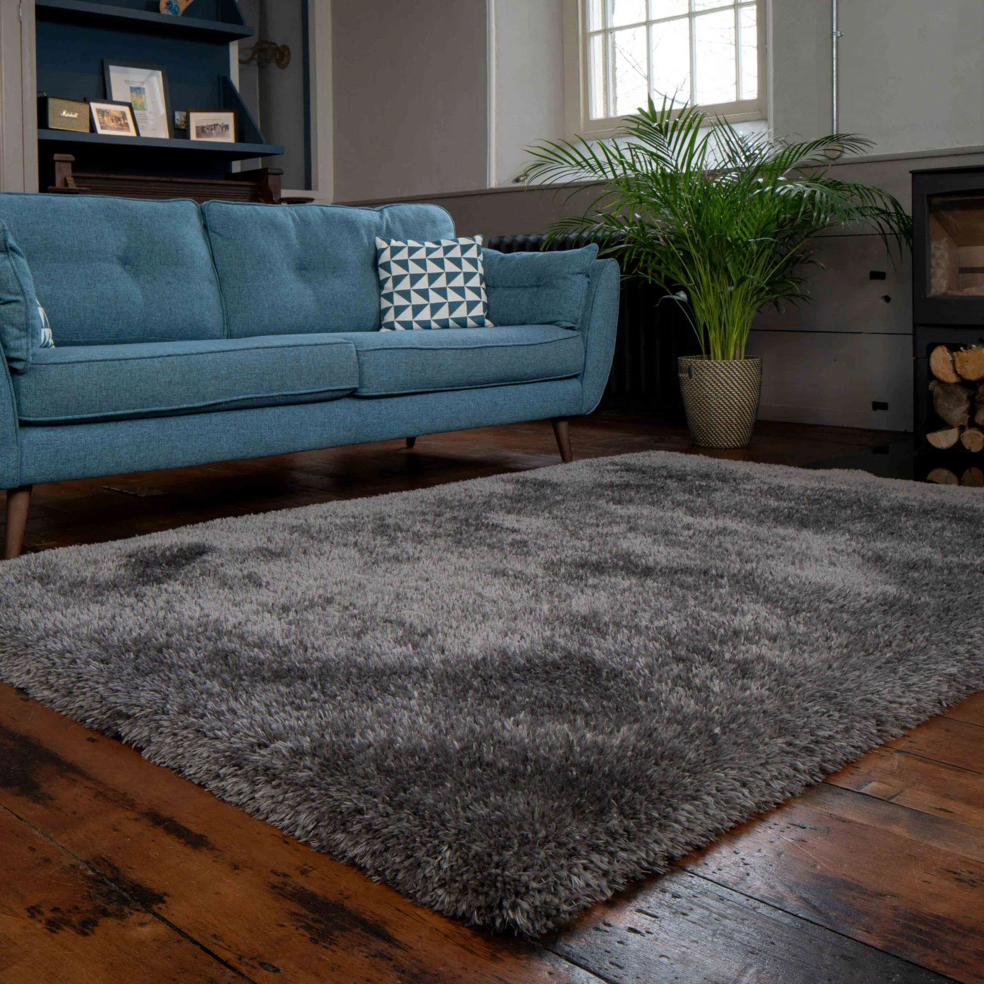 Deluxe Thick Soft Dark Grey Shaggy Rug - Whistler