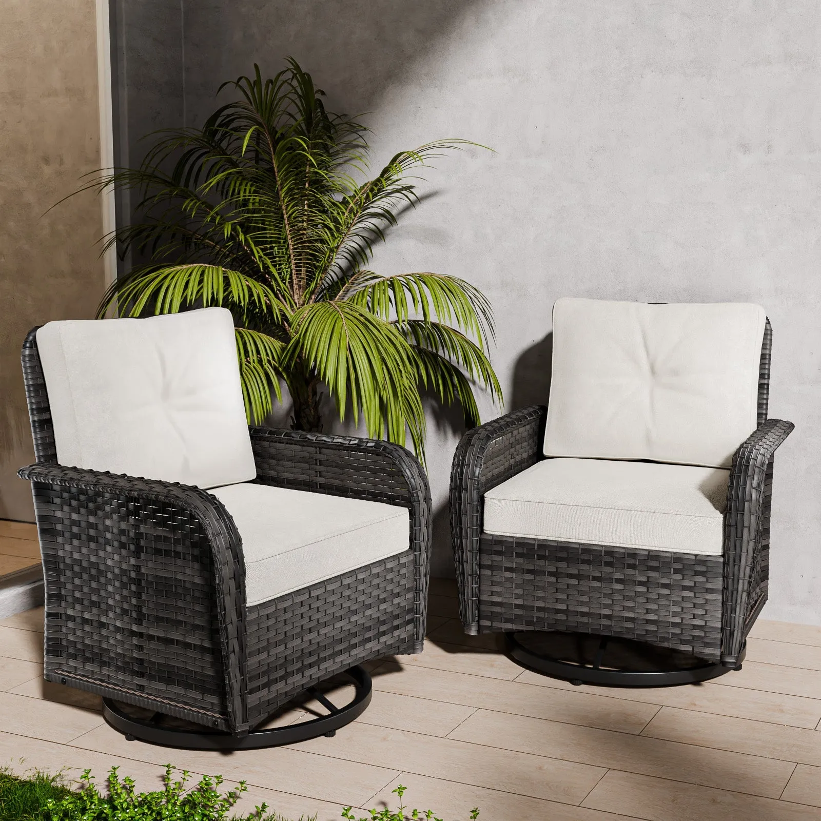 EAGLE PEAK 2pc Rattan Swivel Rocker Patio Conversation Set