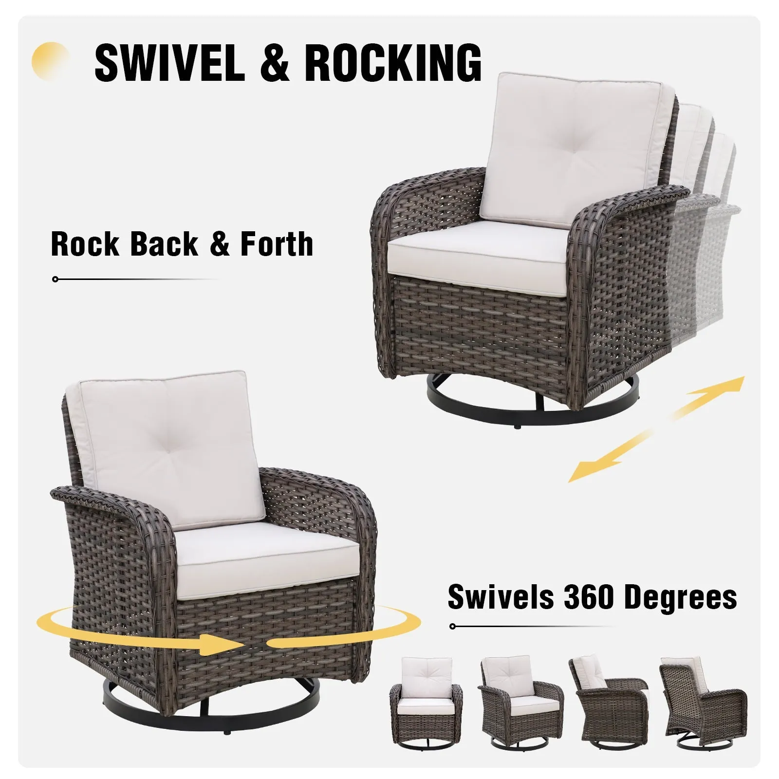 EAGLE PEAK 2pc Rattan Swivel Rocker Patio Conversation Set