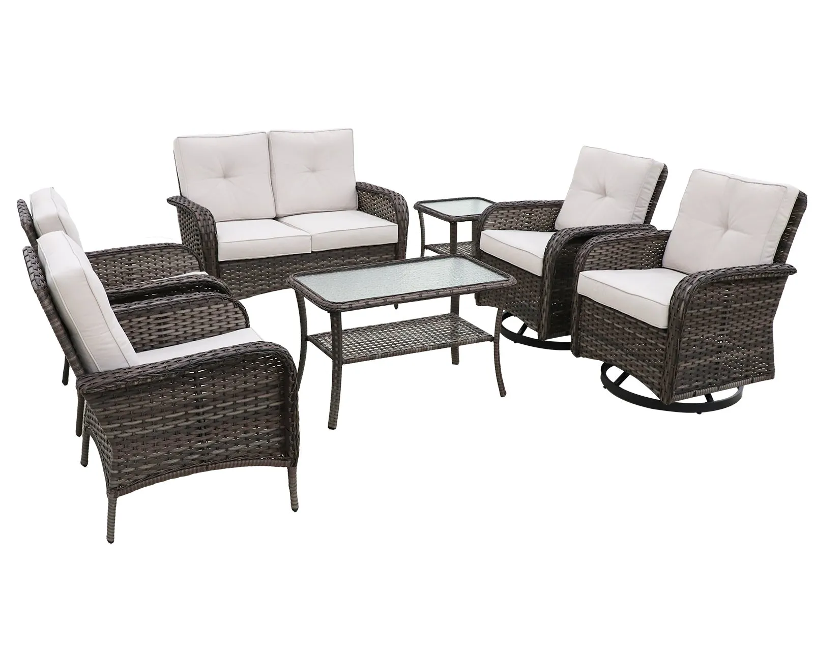 EAGLE PEAK 7 Piece Rattan Outdoor Patio Conversation Set