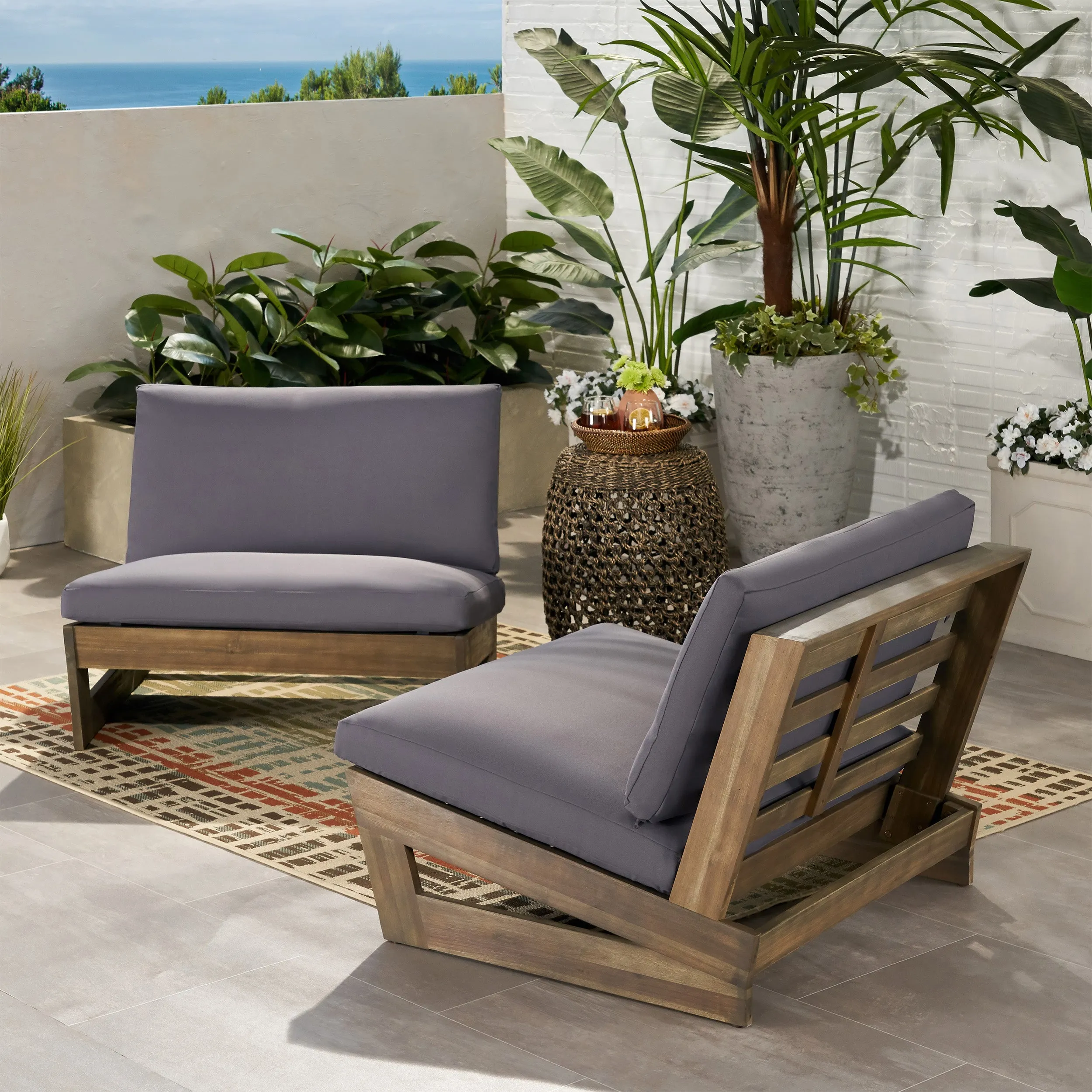 Emma Modern Low-To-Ground Outdoor Pallet Lounge Chairs (Set of 2)