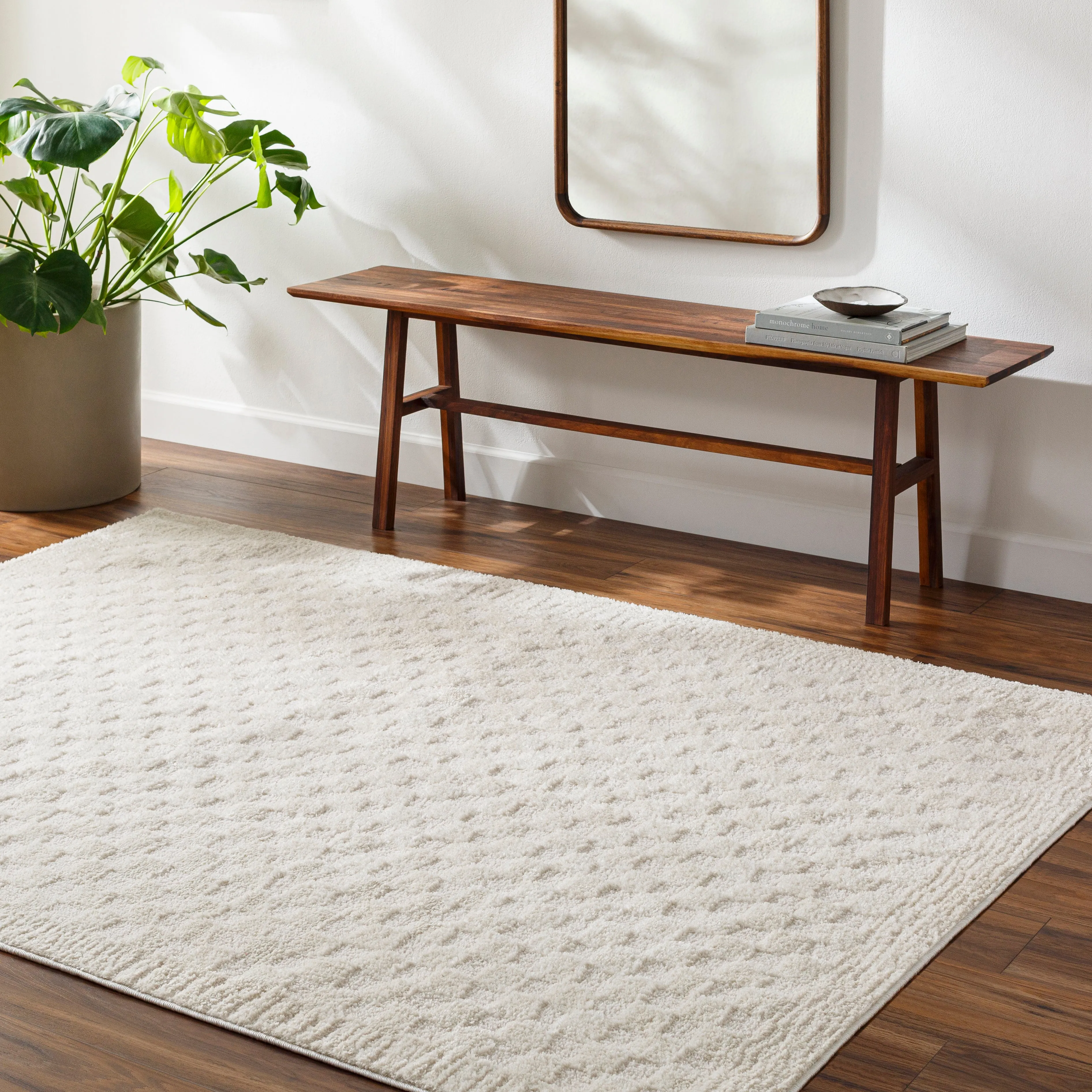 Floyd Ivory Border Checkered Rug