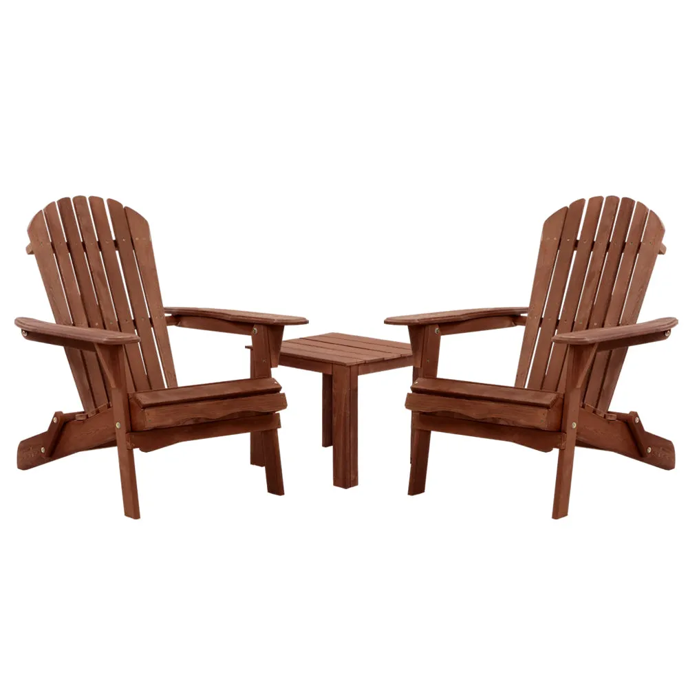 Foldable Wooden Adirondack Chair Set with Table, Gardeon