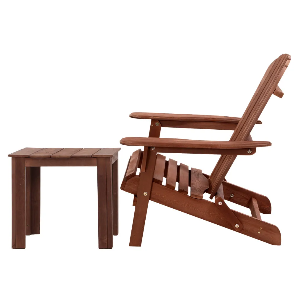 Foldable Wooden Adirondack Chair Set with Table, Gardeon