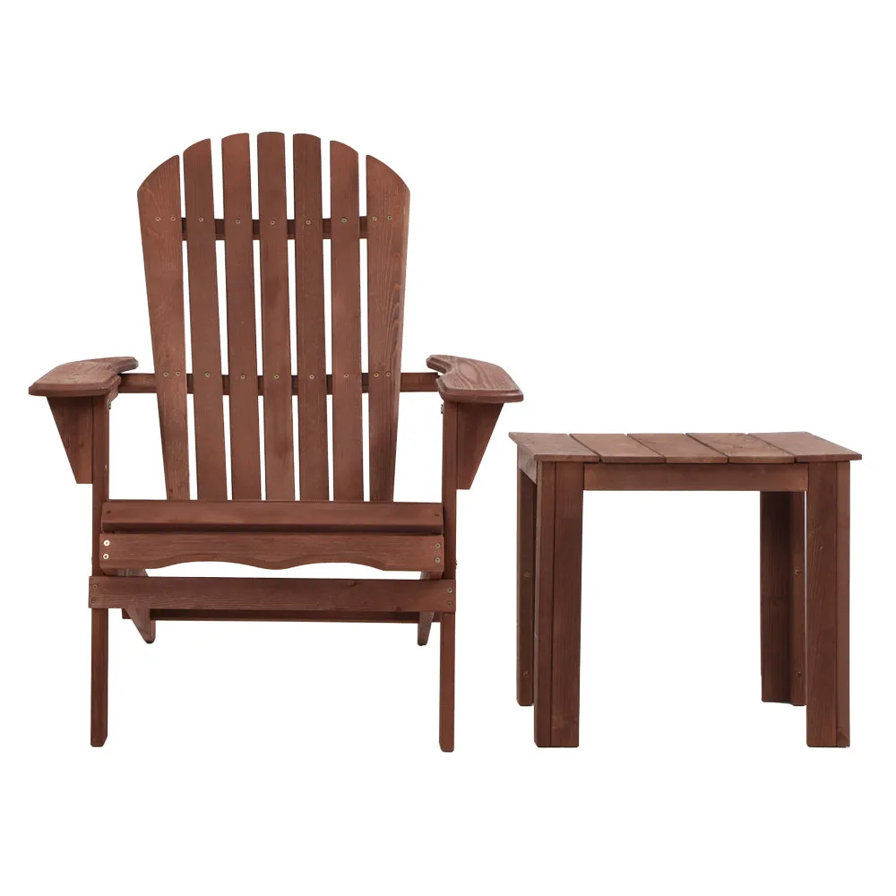 Foldable Wooden Adirondack Chair Set with Table, Gardeon