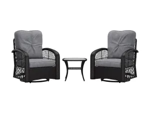 Grey Swivel Patio Chairs Set, 3pc