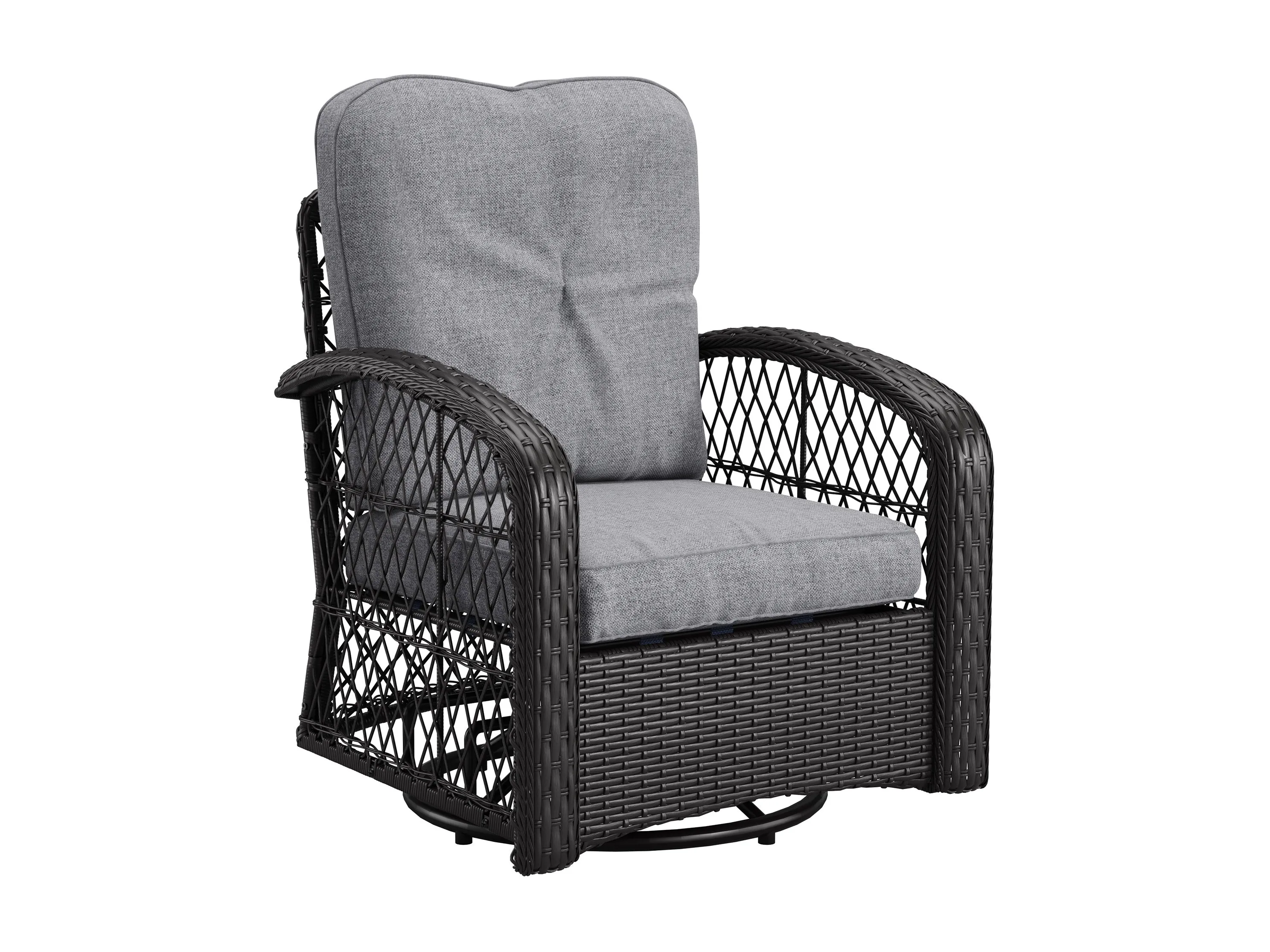 Grey Swivel Patio Chairs Set, 3pc