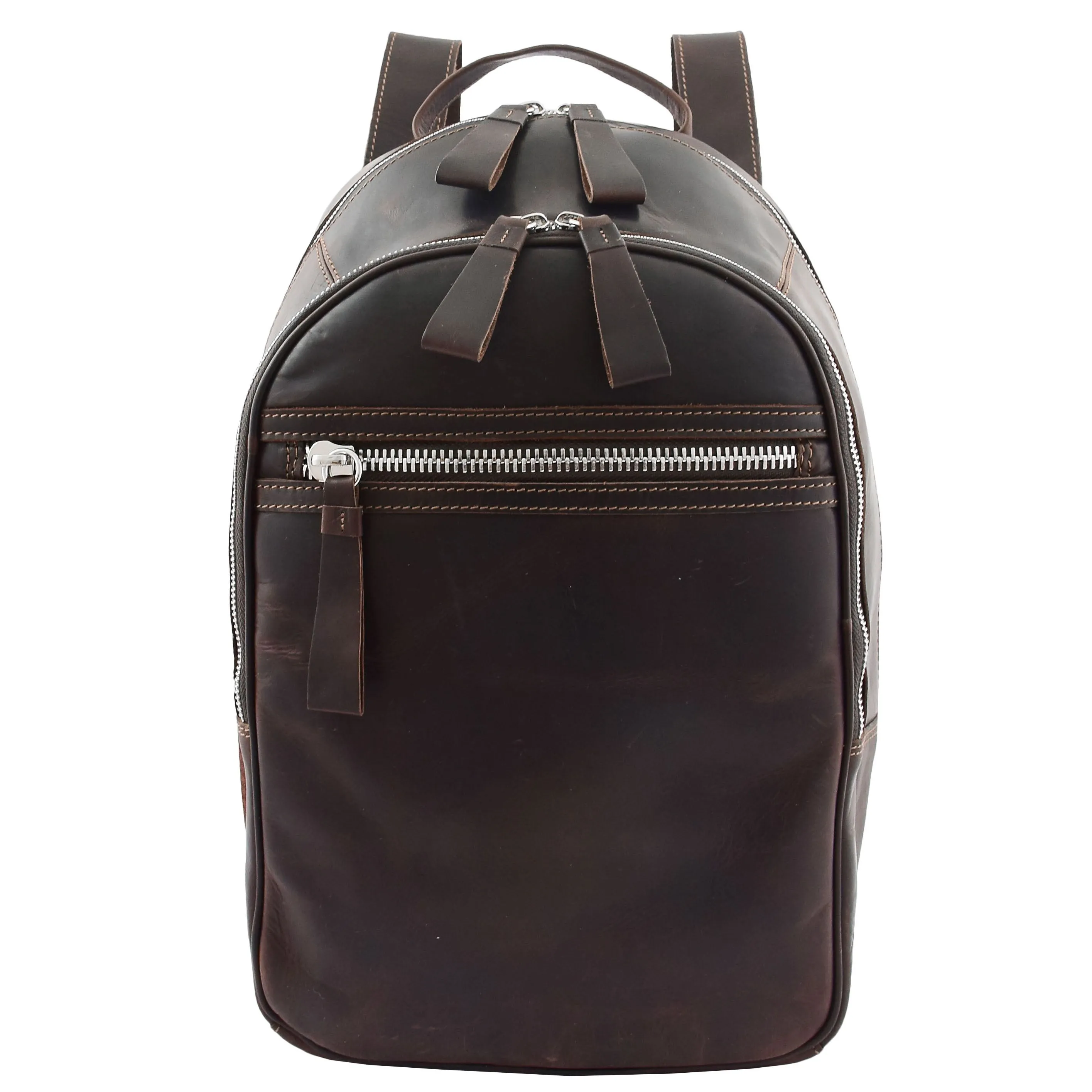 High Quality Genuine Brown Leather Backpack Large Size Work Casual Travel Bag Trek