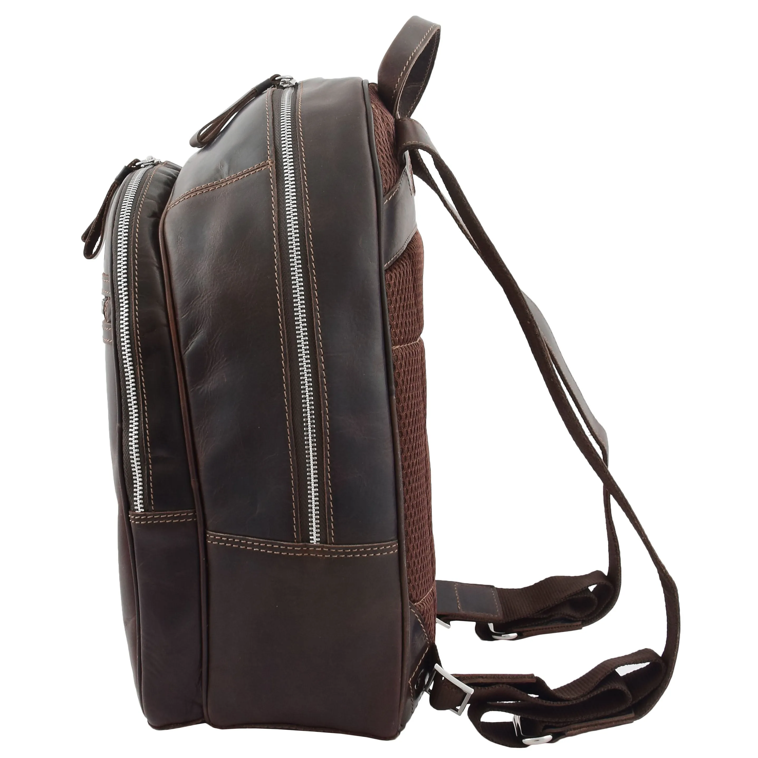 High Quality Genuine Brown Leather Backpack Large Size Work Casual Travel Bag Trek