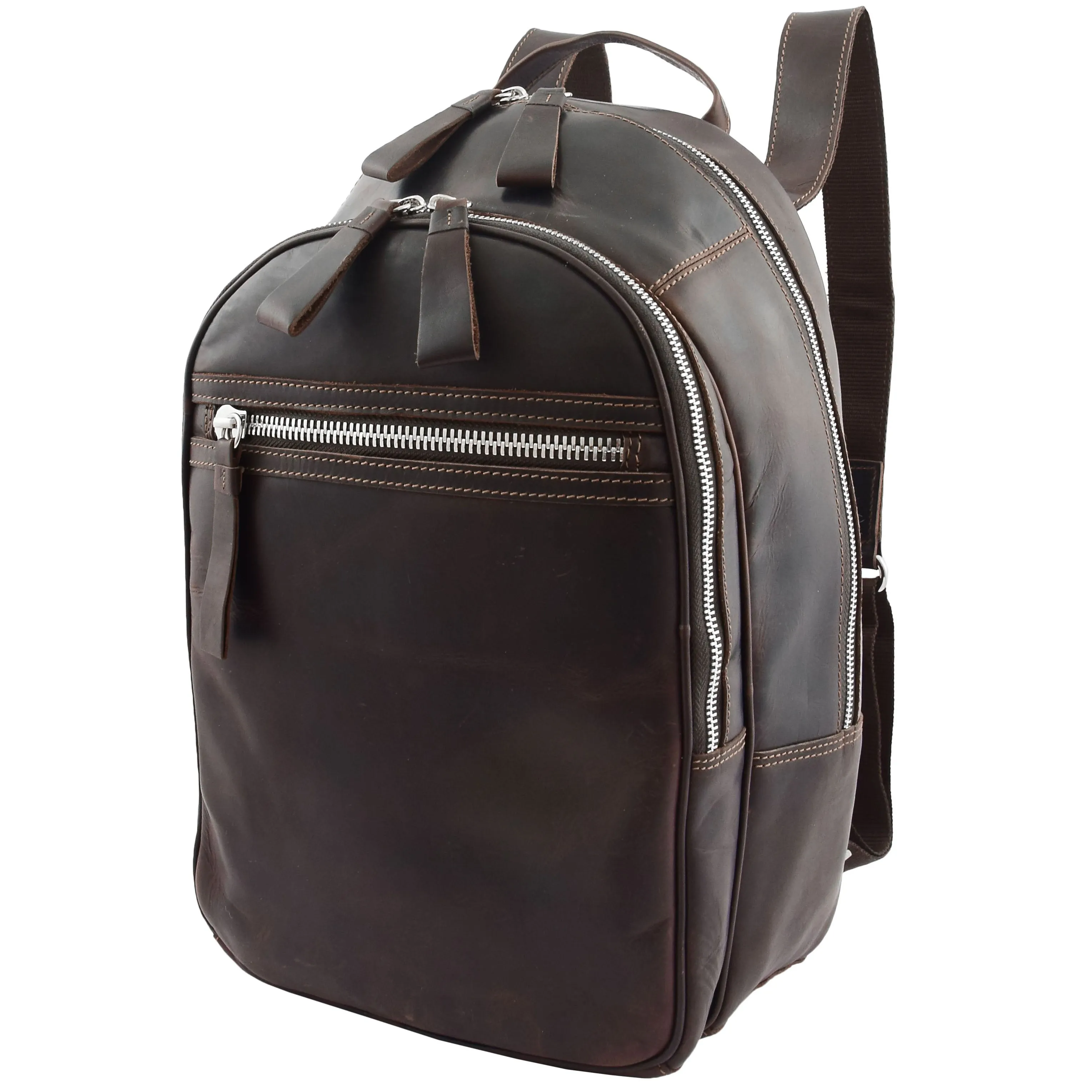 High Quality Genuine Brown Leather Backpack Large Size Work Casual Travel Bag Trek