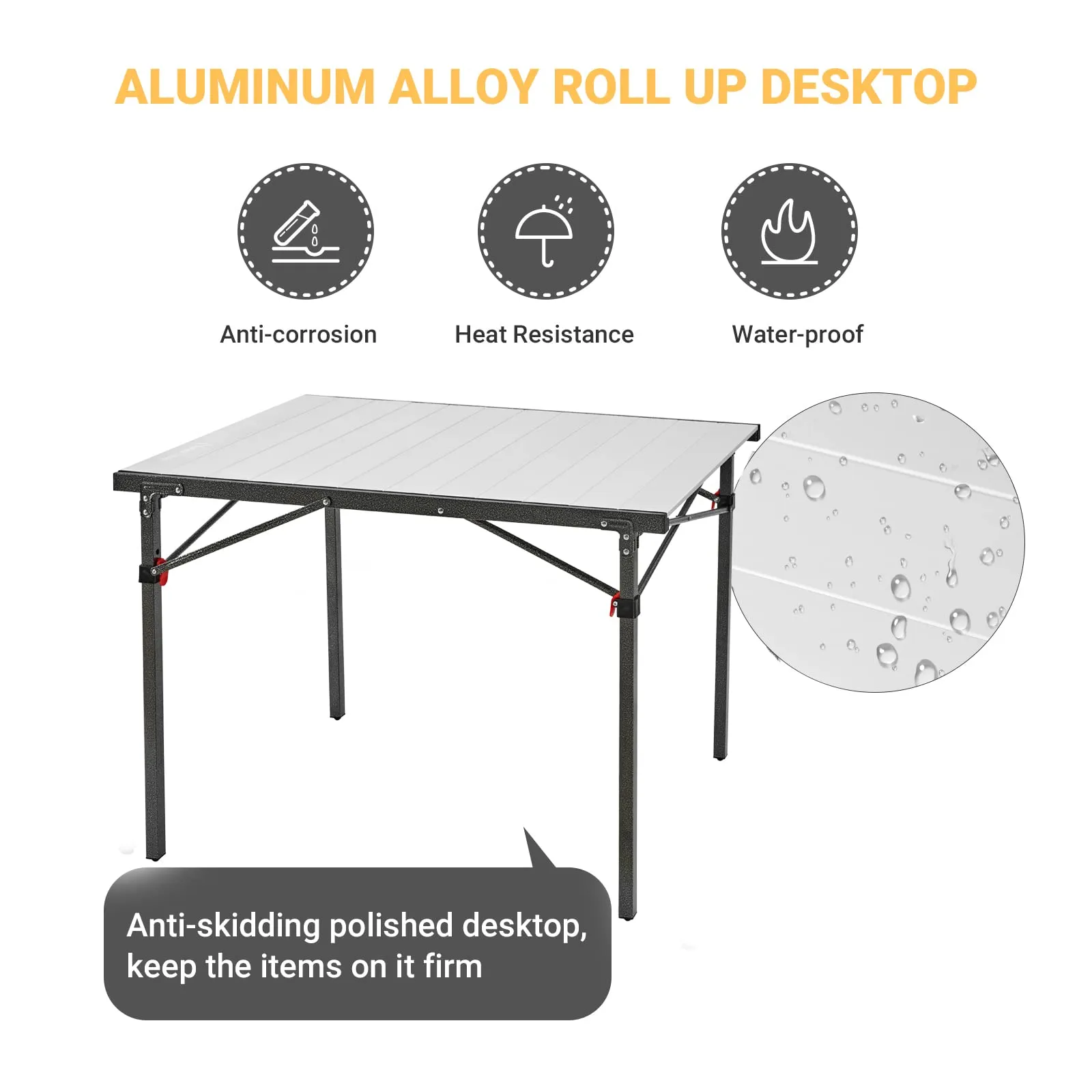 KingCamp 2-4 Person Aluminum Roll Up Portable Table