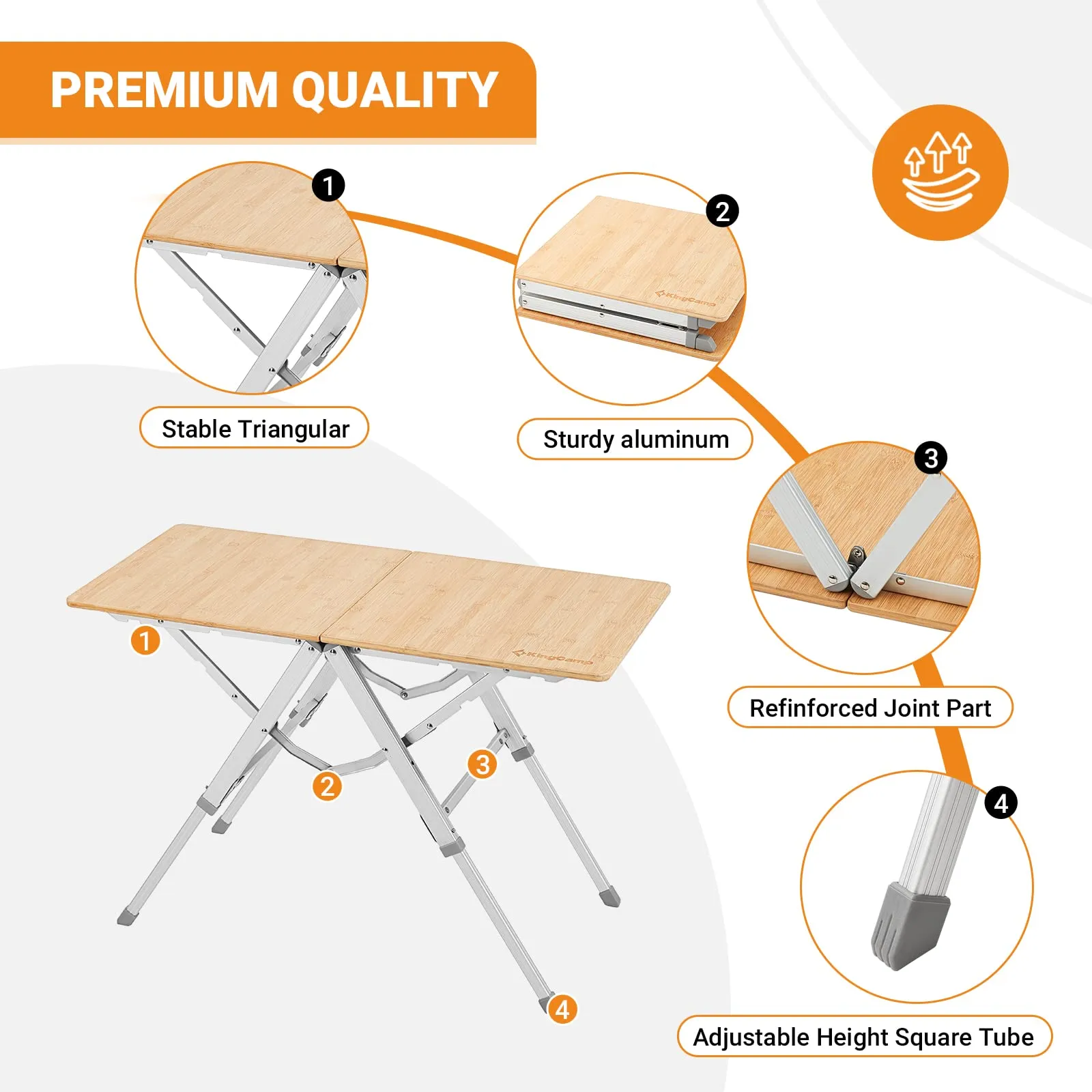 KingCamp Small Bamboo Folding Picnic Table