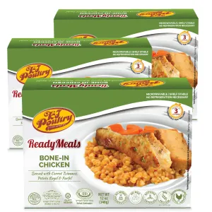 KJ Poultry Kosher MRE Meat Meals Ready to Eat, Bone In Chicken and Kugel - 3 Pack