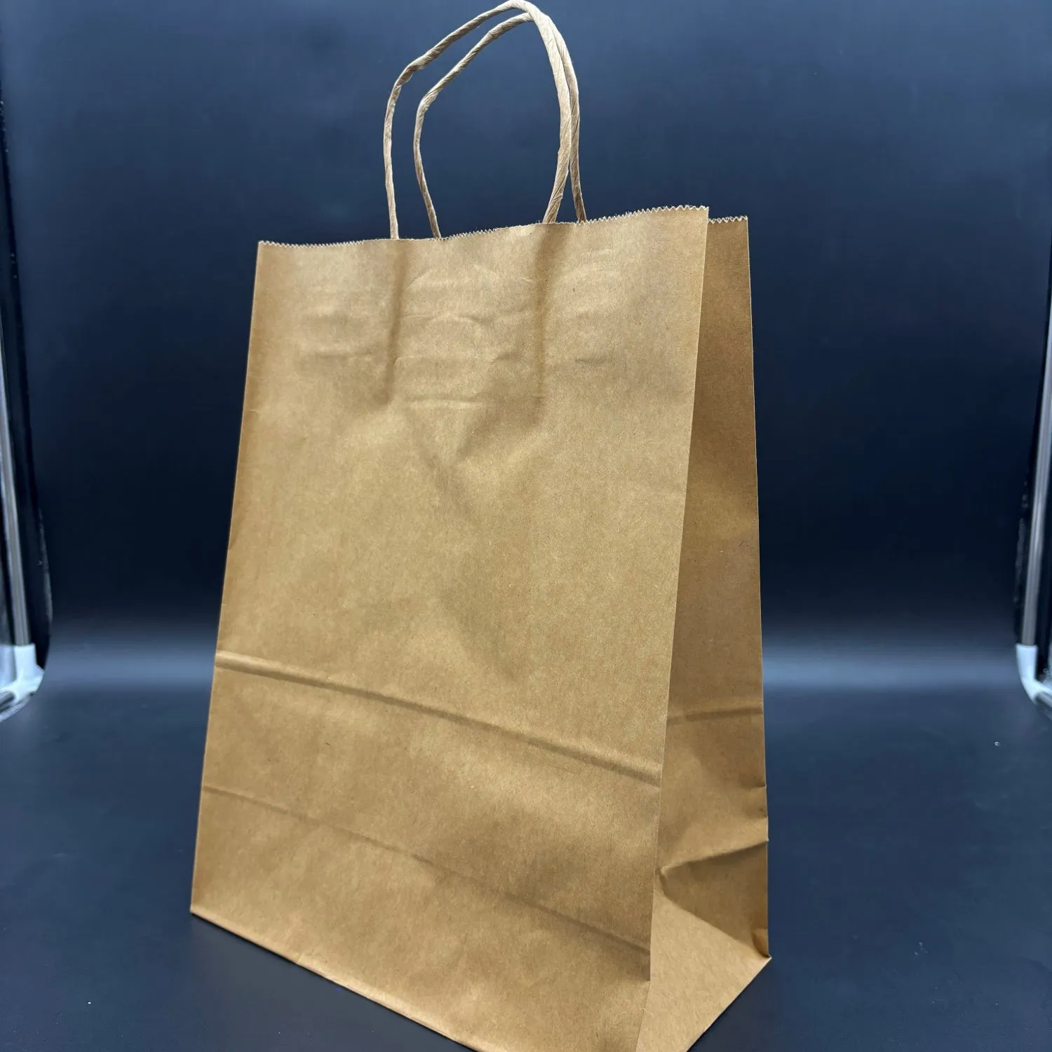 Kraft Handled Paper Shopper Bag 10" x 5" x 13" - 250/Bundle