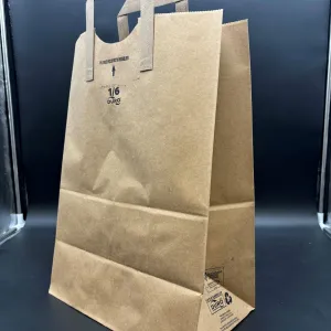 Kraft Handled Plain Paper Bag 1/6 Size 70 lbs. - 300/Case