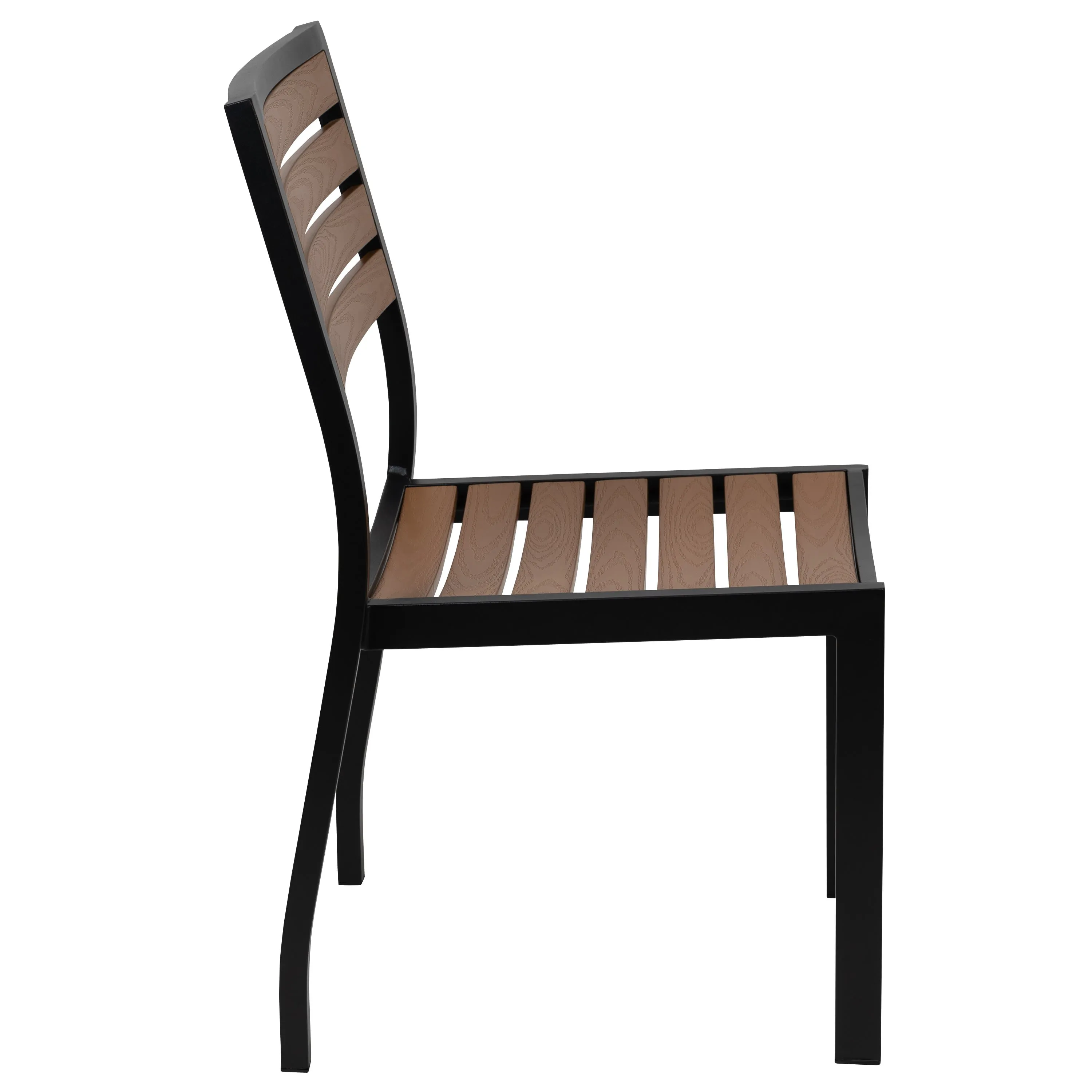 Lark Outdoor Side Chair with Faux Teak Poly Slats