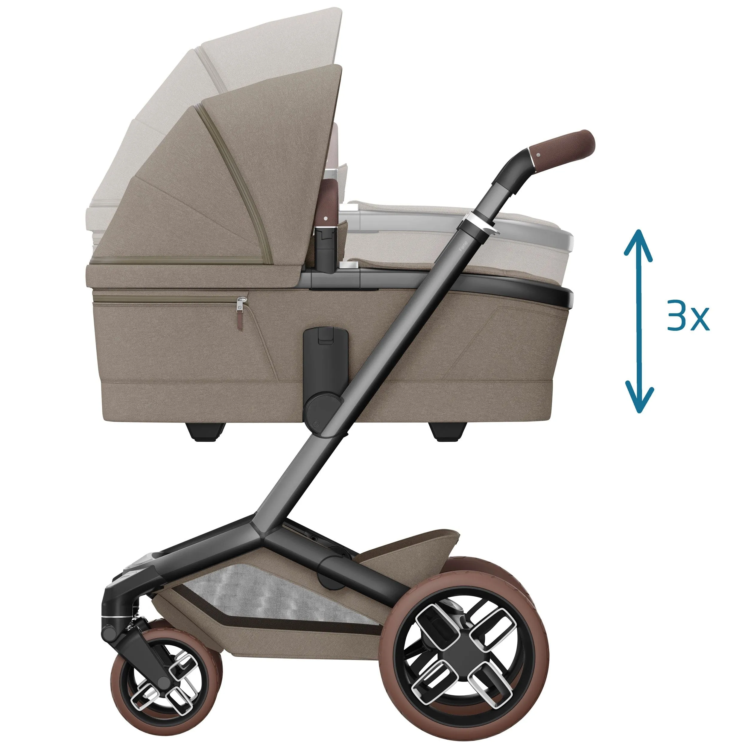 Maxi-Cosi FAME 8 Piece Complete Bundle in Twillic Truffle (Brown Wheels)