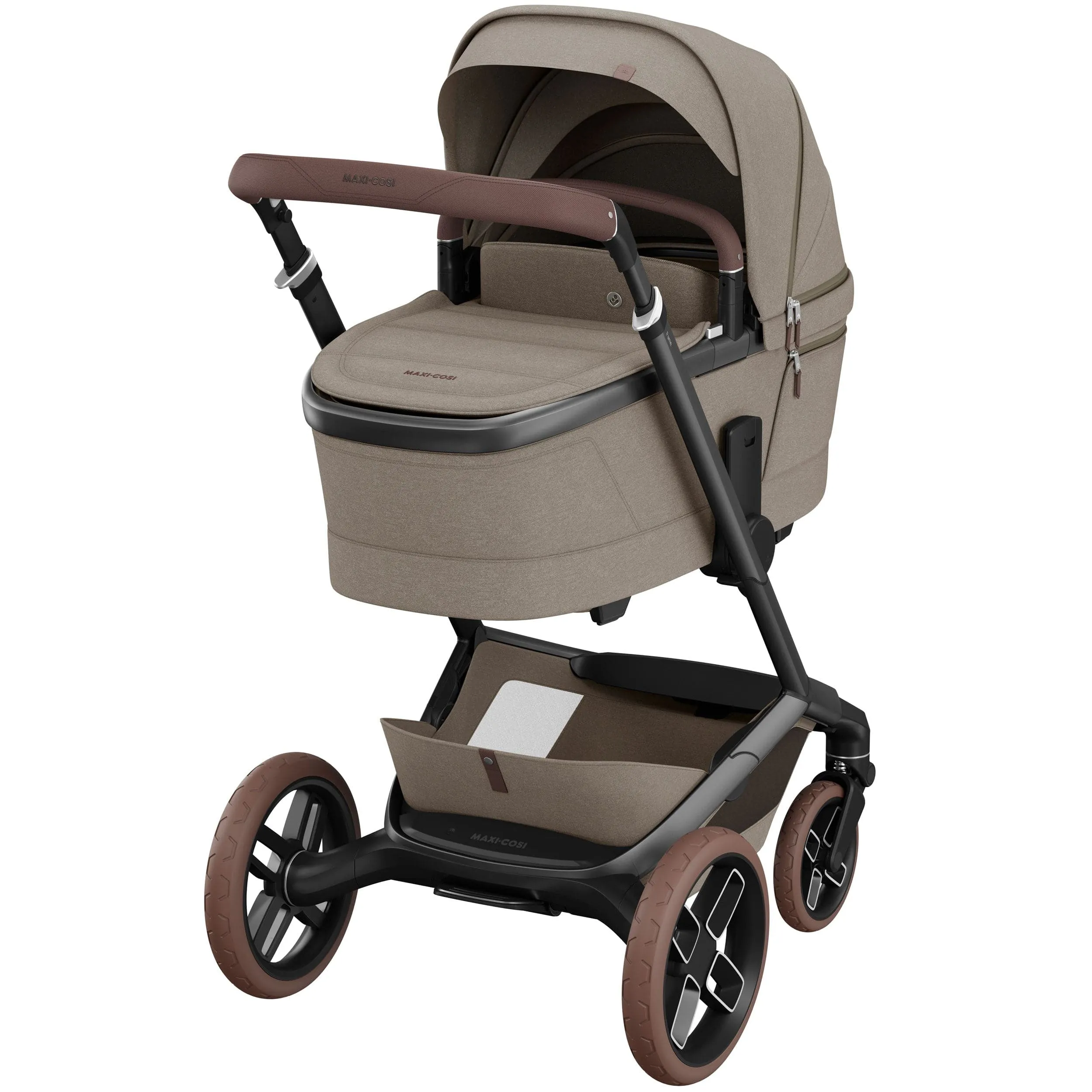 Maxi-Cosi FAME 8 Piece Complete Bundle in Twillic Truffle (Brown Wheels)