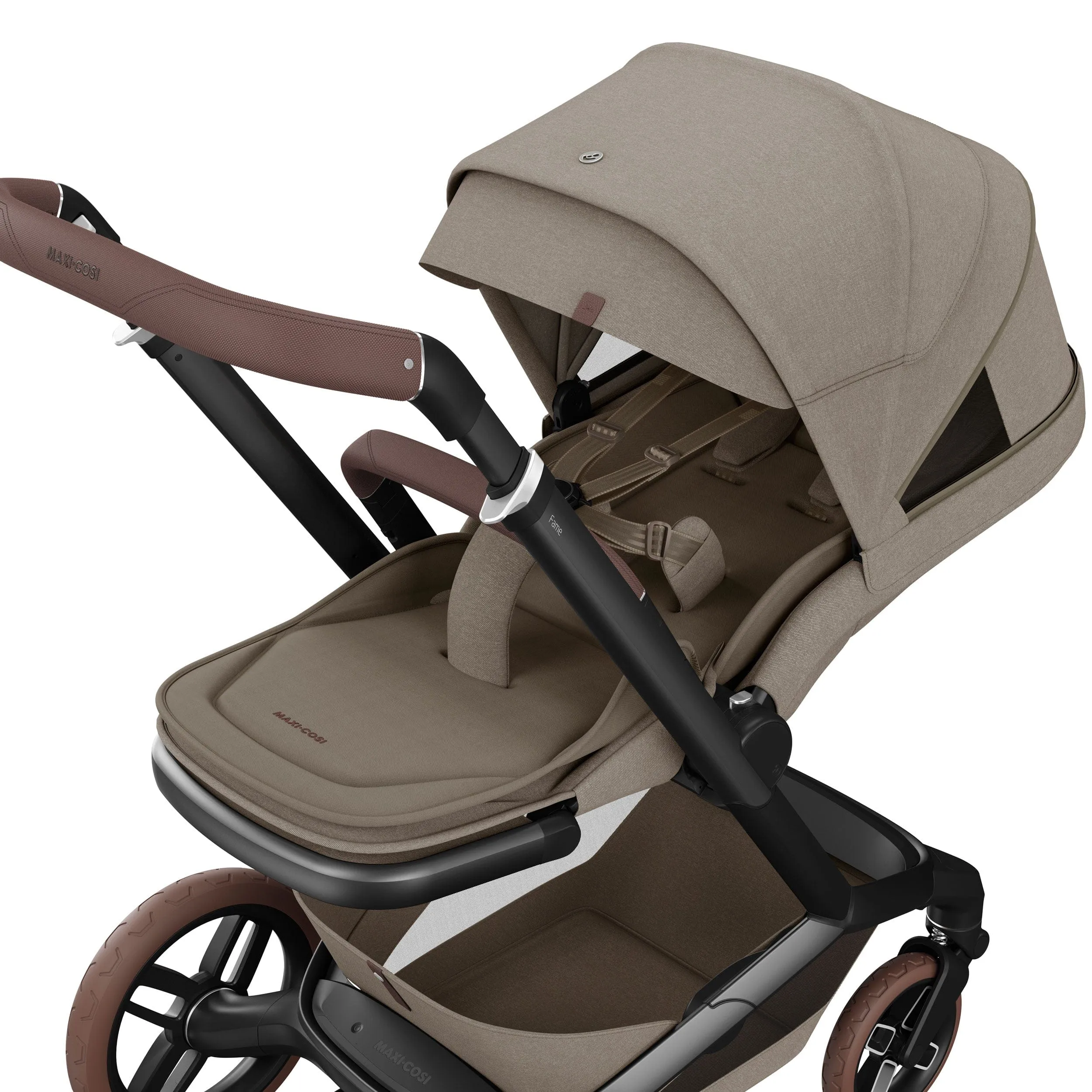 Maxi-Cosi FAME 8 Piece Complete Bundle in Twillic Truffle (Brown Wheels)