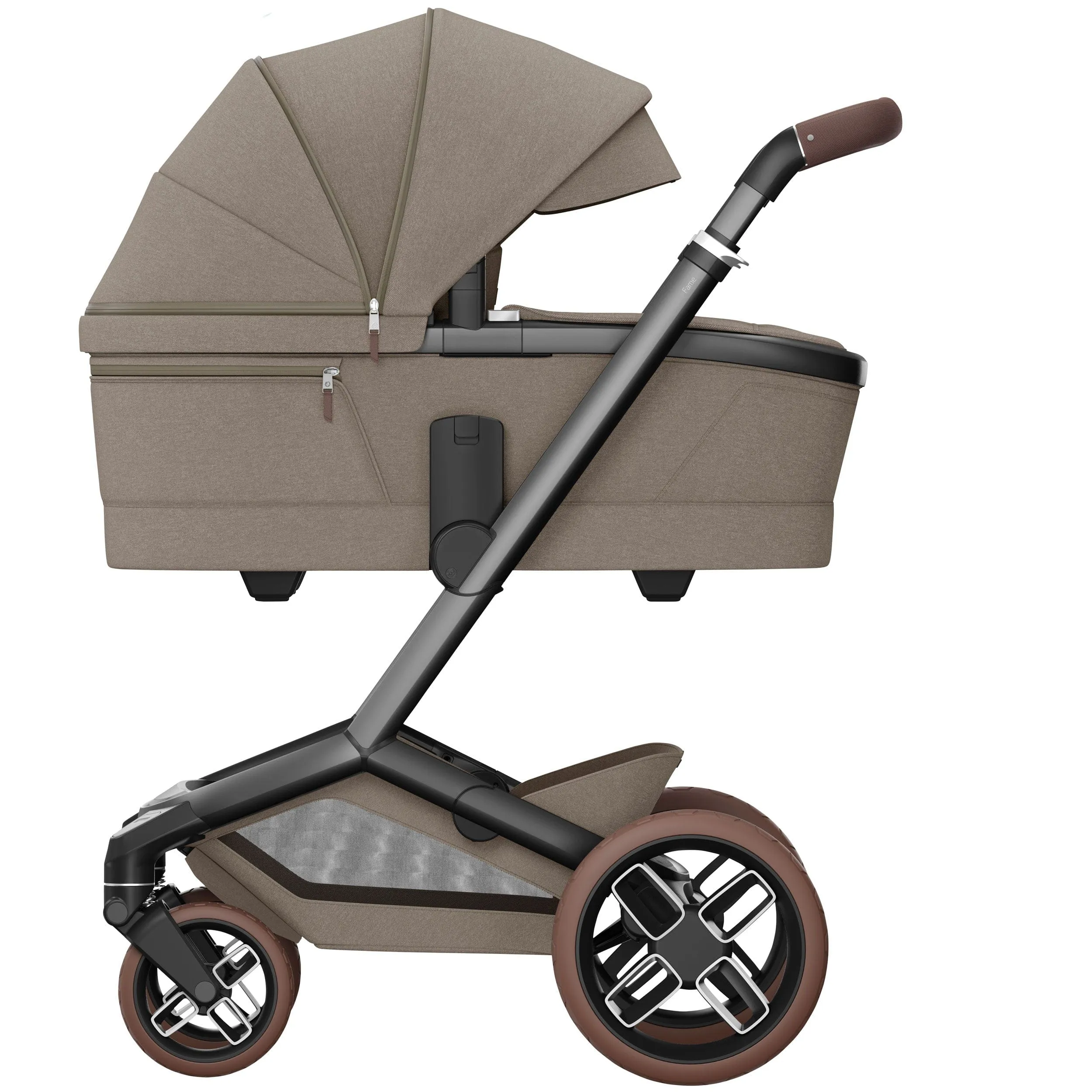 Maxi-Cosi FAME 8 Piece Complete Bundle in Twillic Truffle (Brown Wheels)