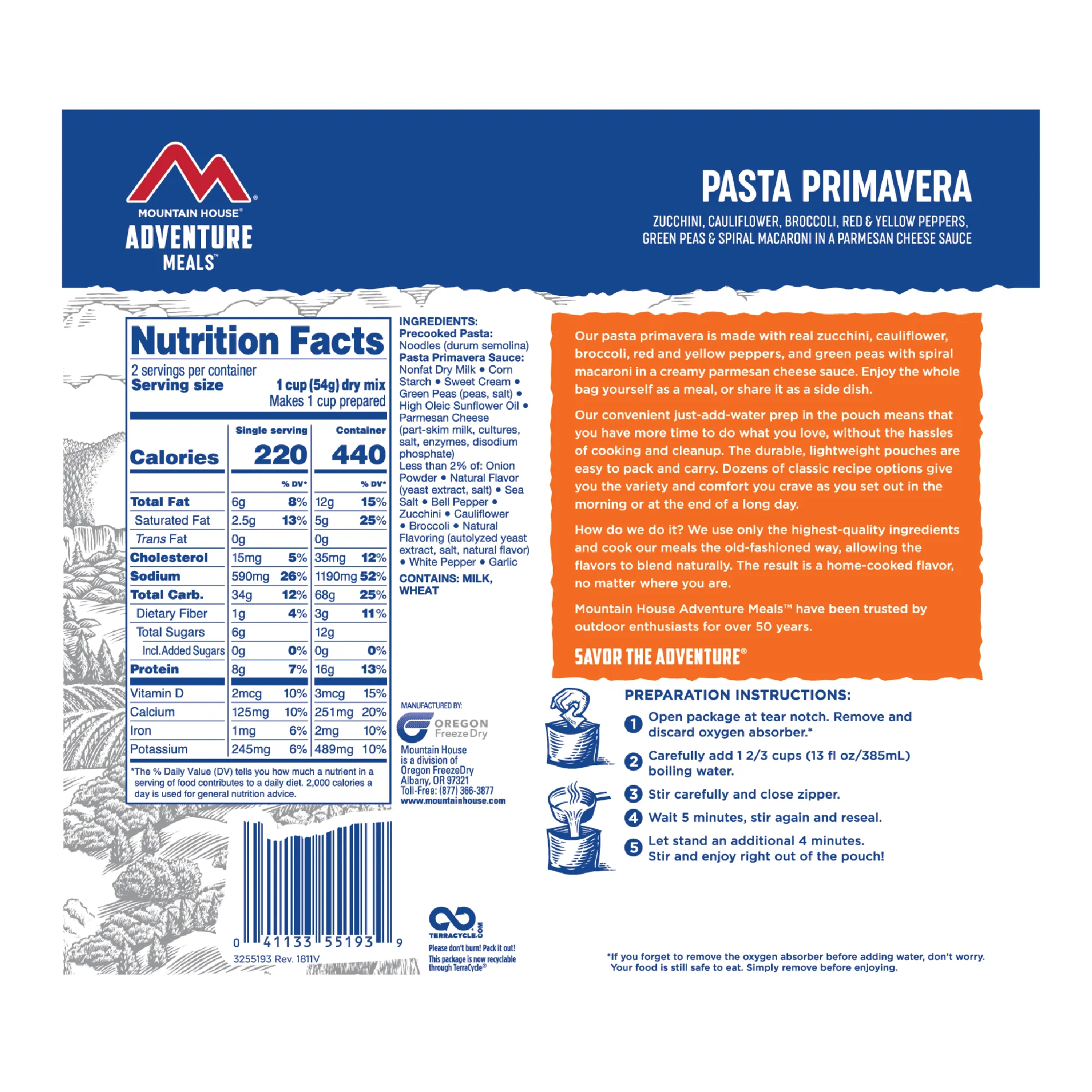 Mountain House - Pasta Primavera Pouch - 2 Servings