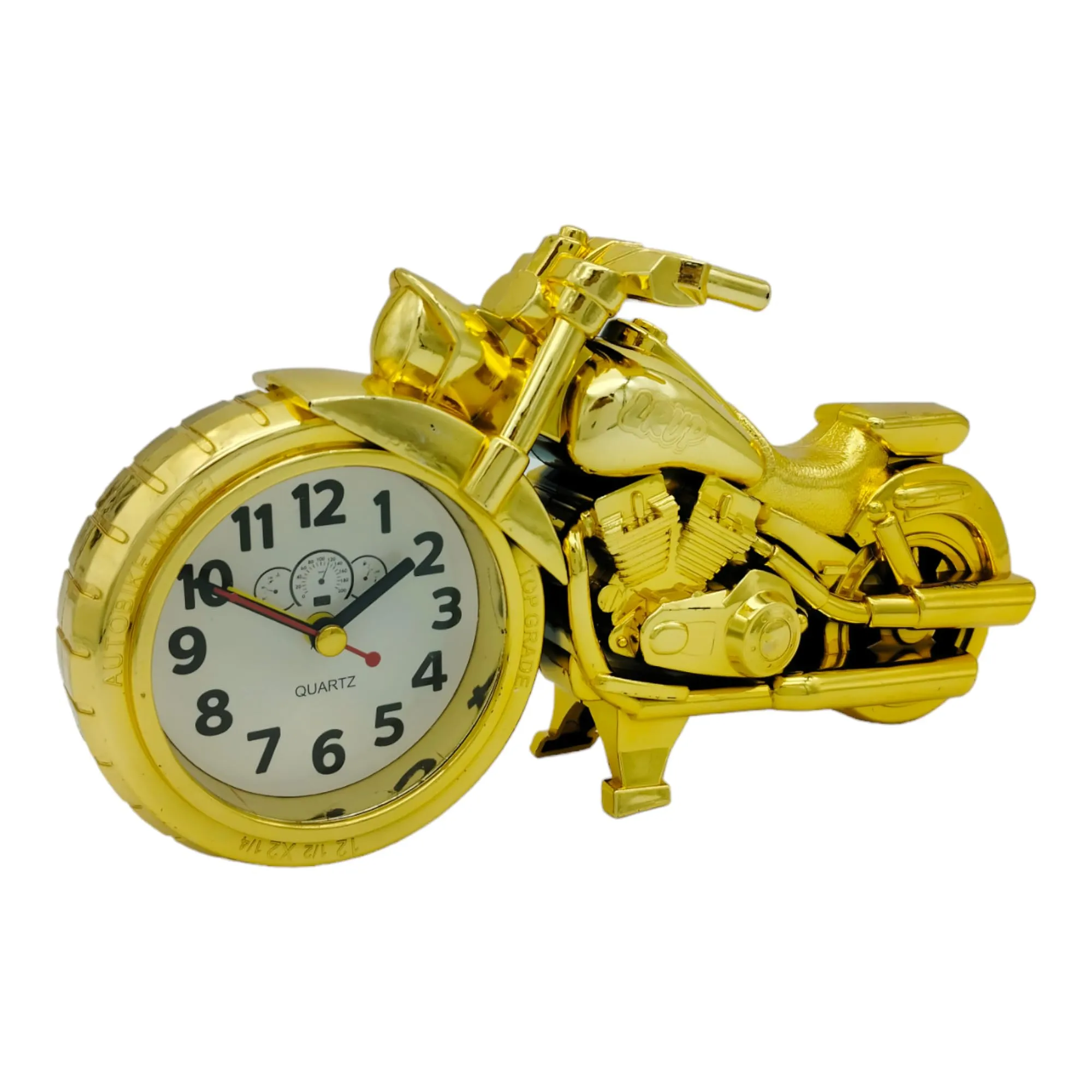 NXZ Golden Motorbike Shpe Desk & Shelf Clock for Home & Office Decor, Table Alarm Clock (Gold)