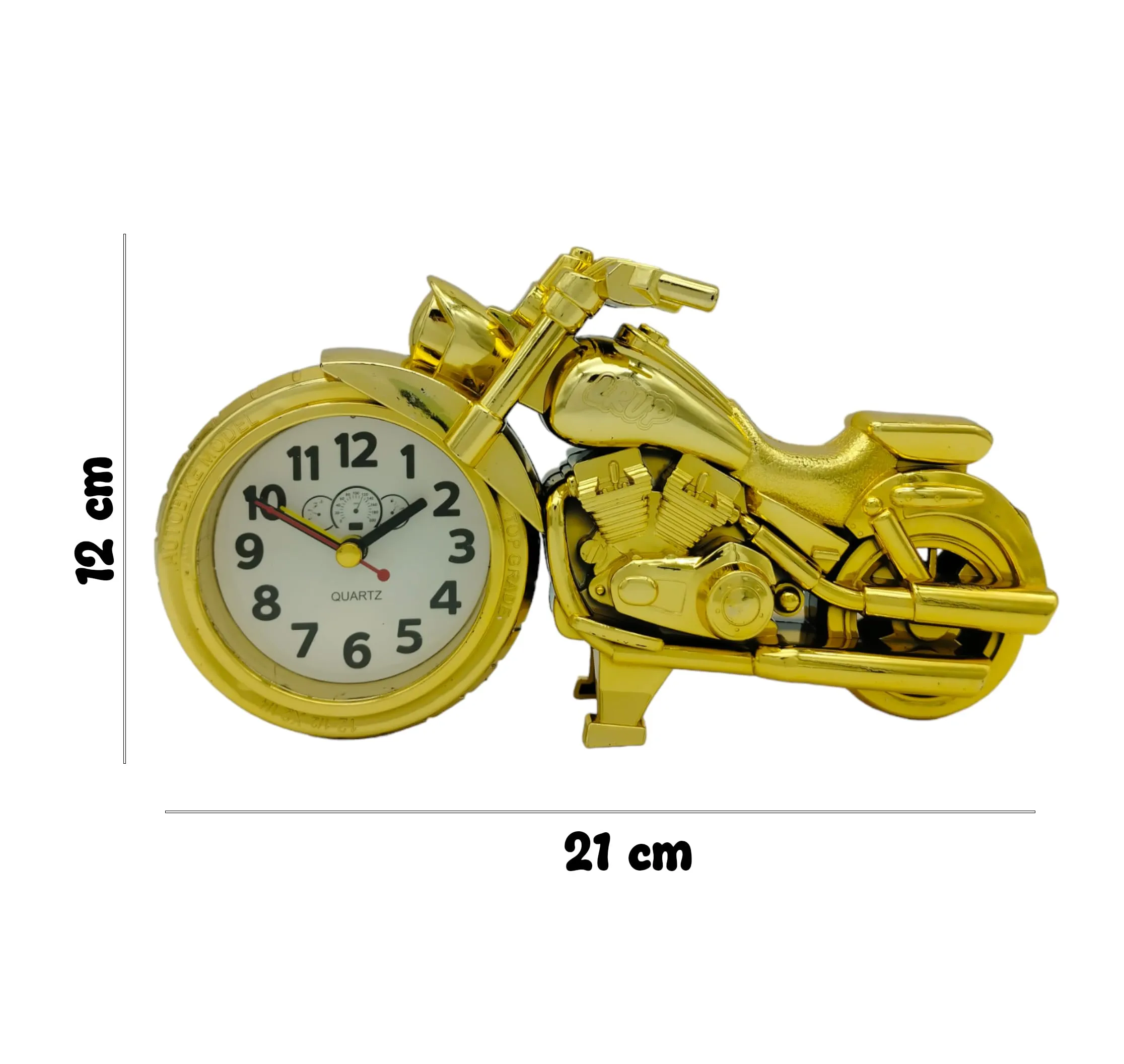 NXZ Golden Motorbike Shpe Desk & Shelf Clock for Home & Office Decor, Table Alarm Clock (Gold)