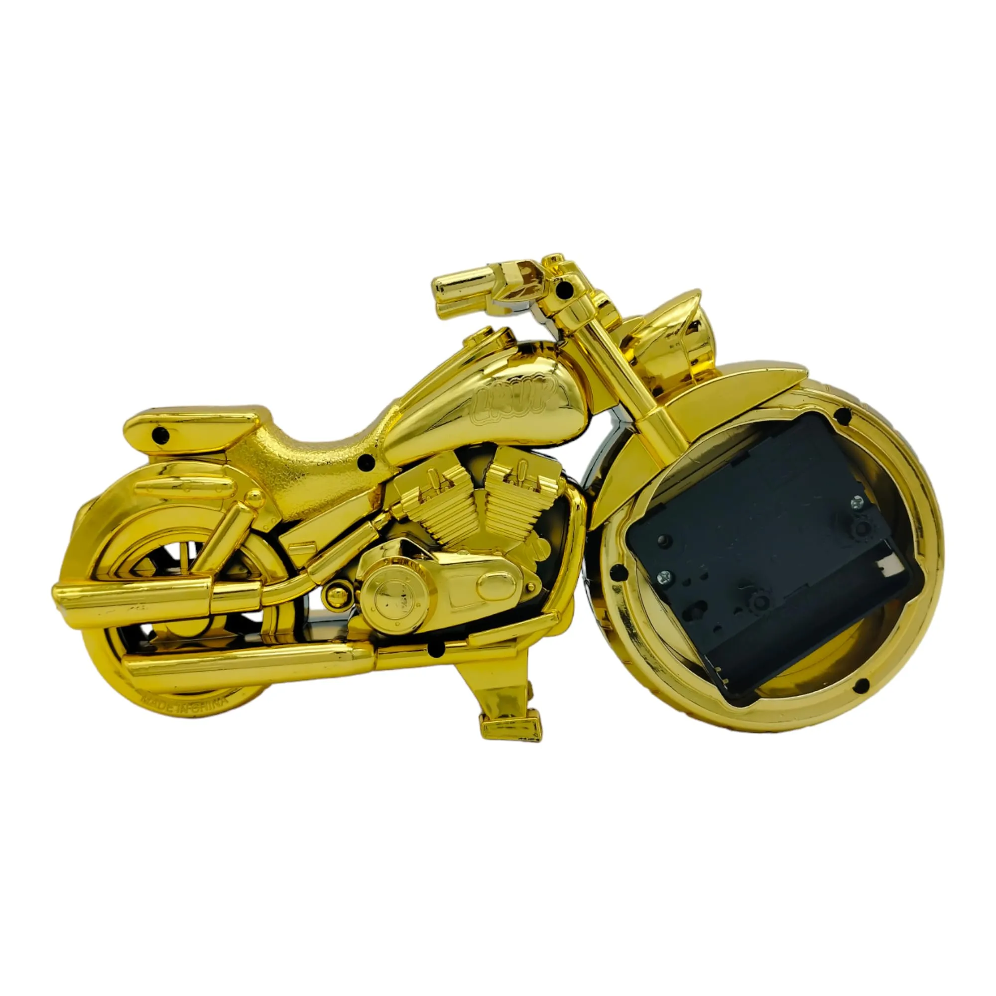 NXZ Golden Motorbike Shpe Desk & Shelf Clock for Home & Office Decor, Table Alarm Clock (Gold)