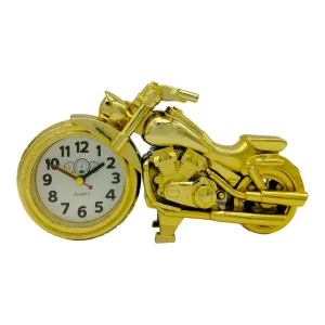 NXZ Golden Motorbike Shpe Desk & Shelf Clock for Home & Office Decor, Table Alarm Clock (Gold)