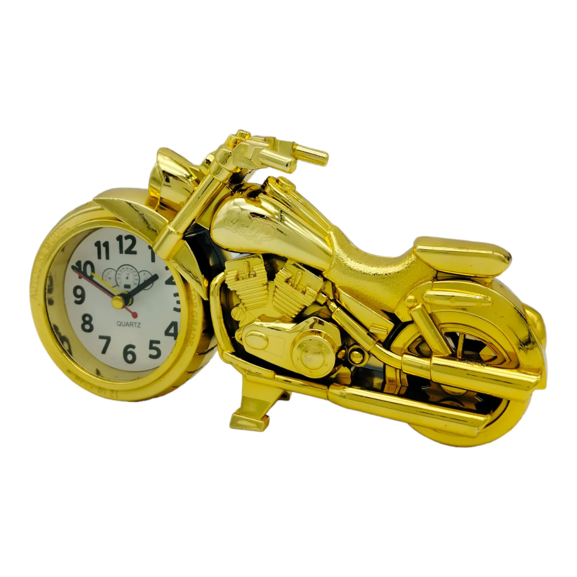 NXZ Golden Motorbike Shpe Desk & Shelf Clock for Home & Office Decor, Table Alarm Clock (Gold)