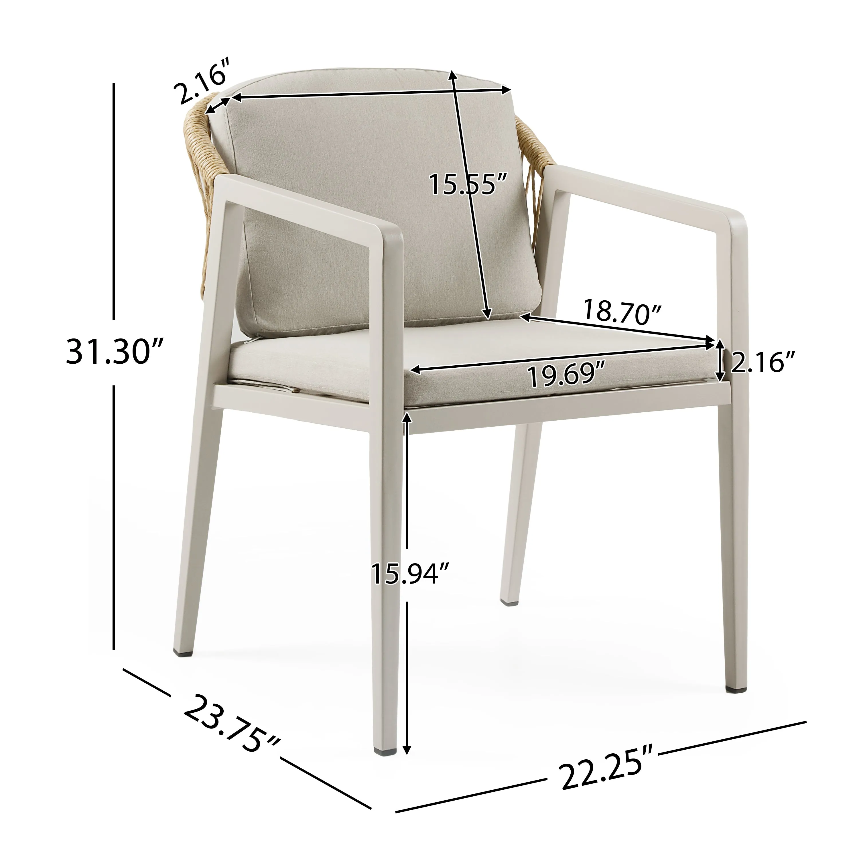 Oakley 2-Piece Outdoor Dining Chair set