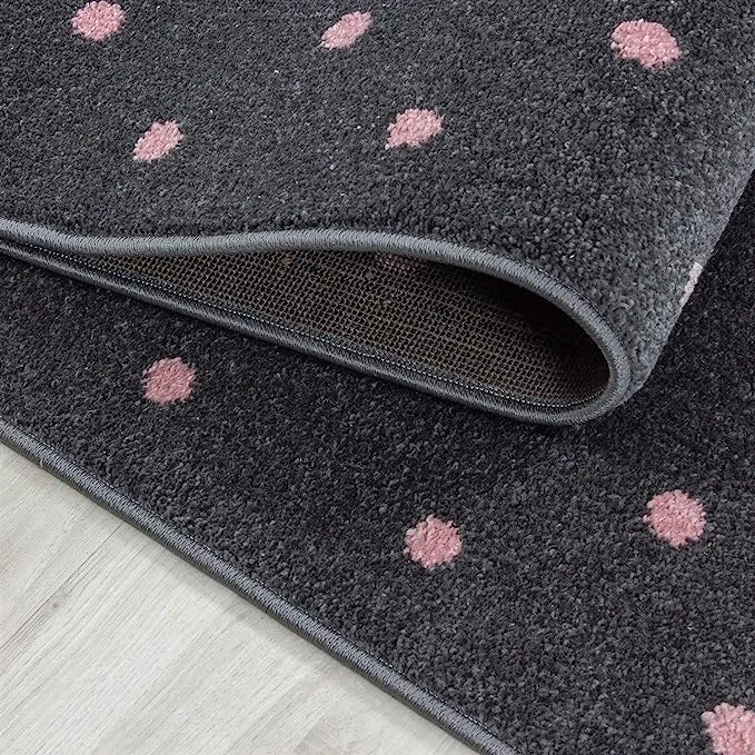 Pink and Grey Heart Kids Rug - Bambi